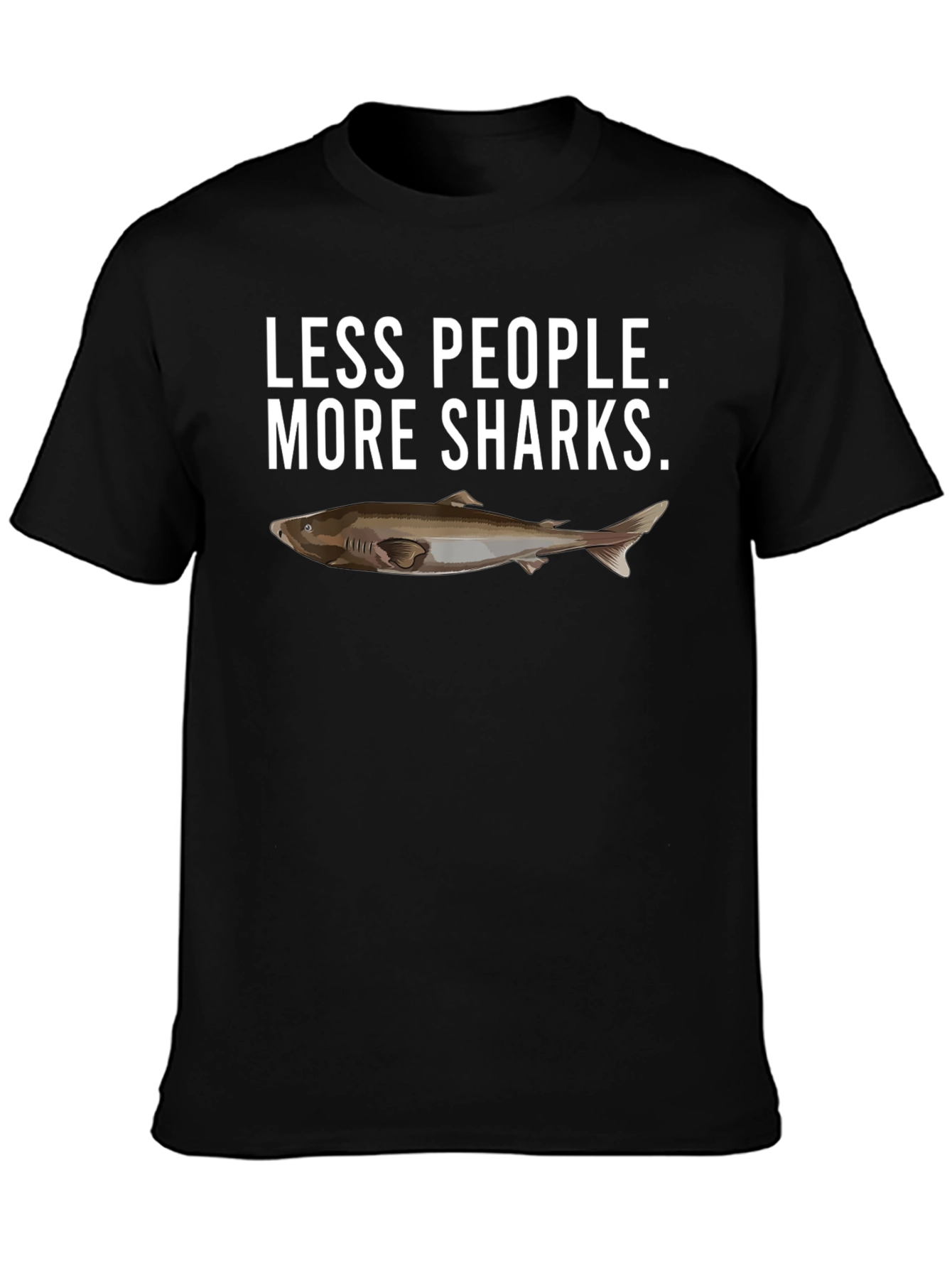 Less People More Sharks Black Graphic T-Shirt