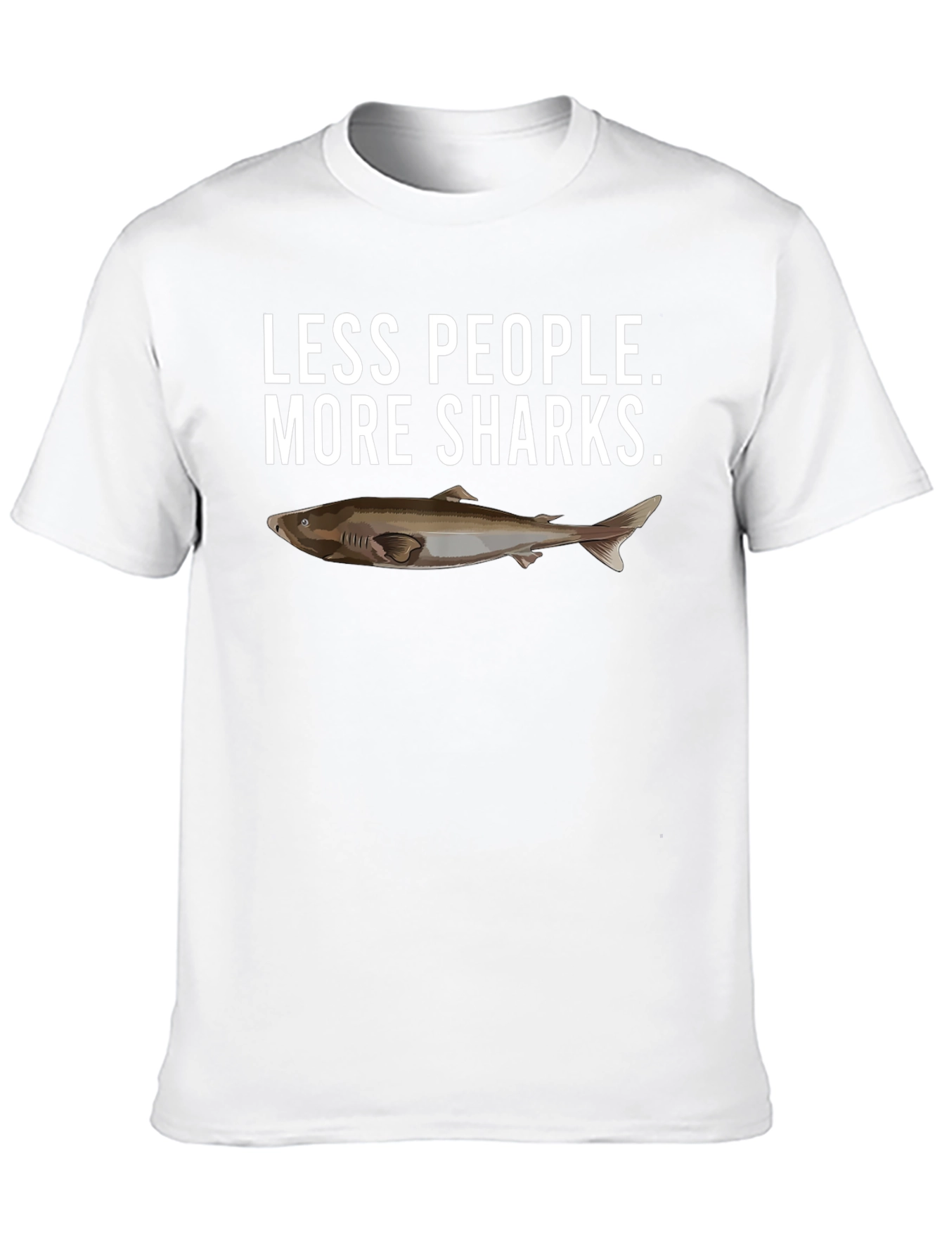 Less People More Sharks Black Graphic T-Shirt