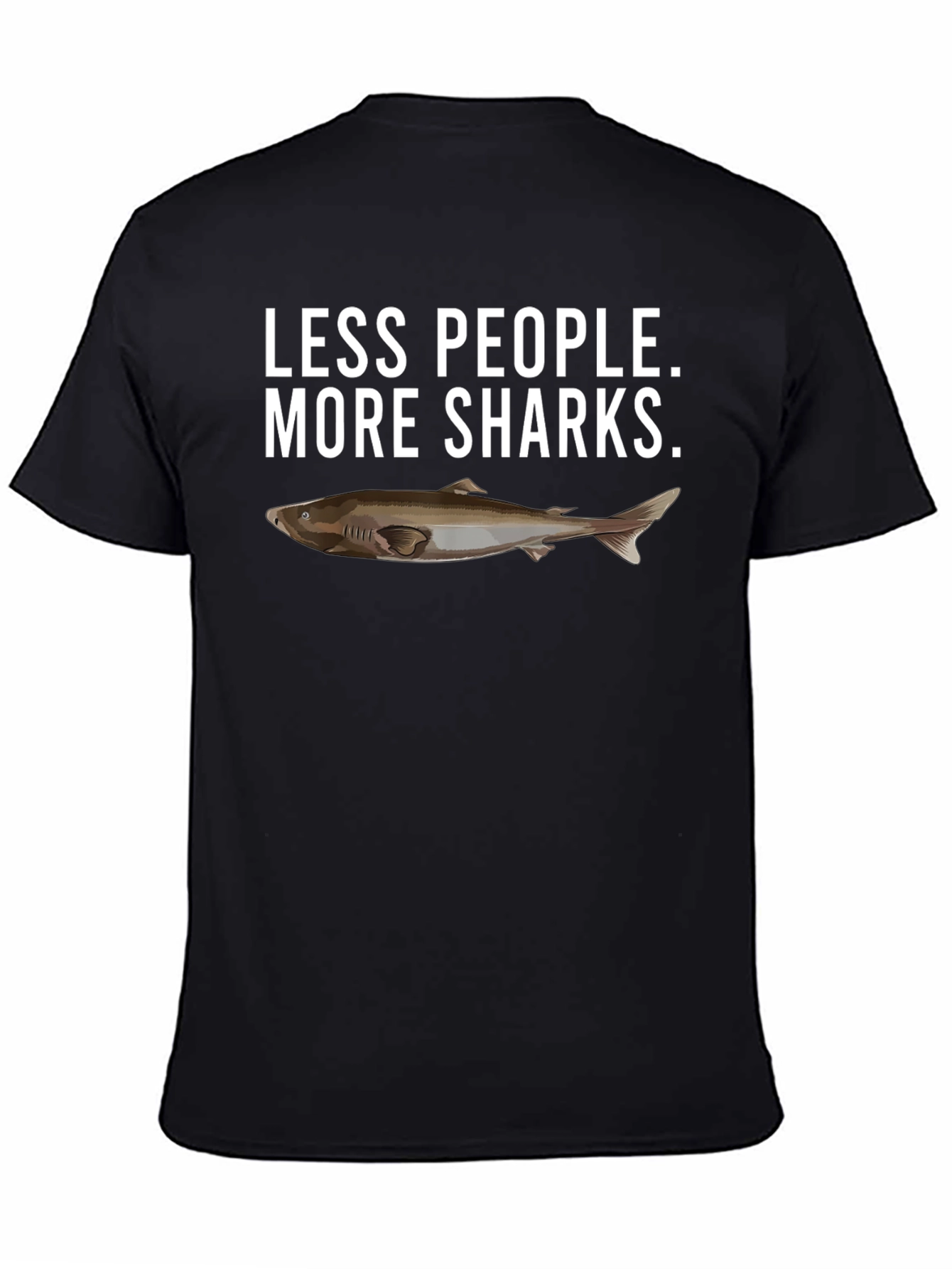 Less People More Sharks Black Graphic T-Shirt
