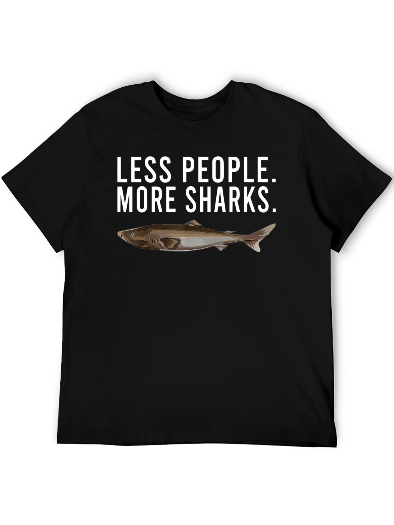 Less People More Sharks Black Graphic T-Shirt