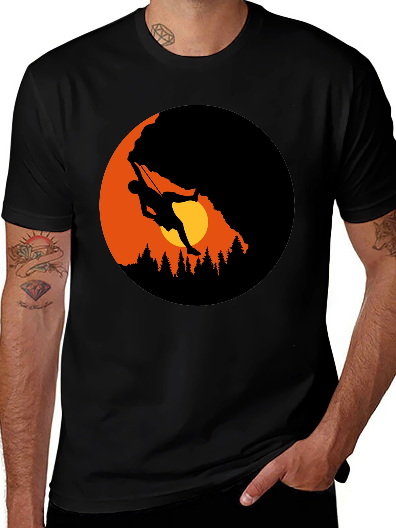 Mountain Climber Graphic Black T-Shirt
