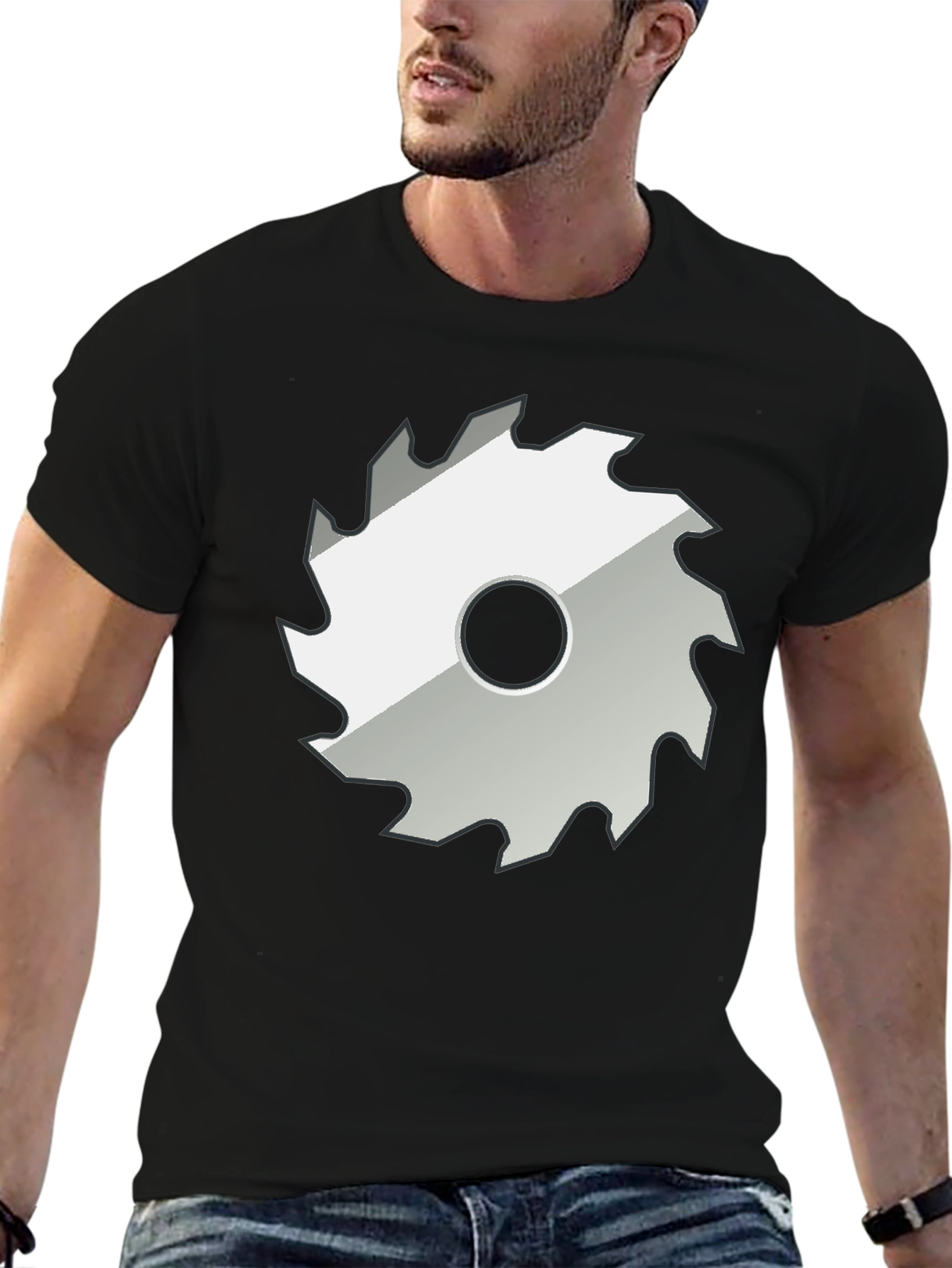 Saw Blade Graphic Tee - Black Casual T-Shirt