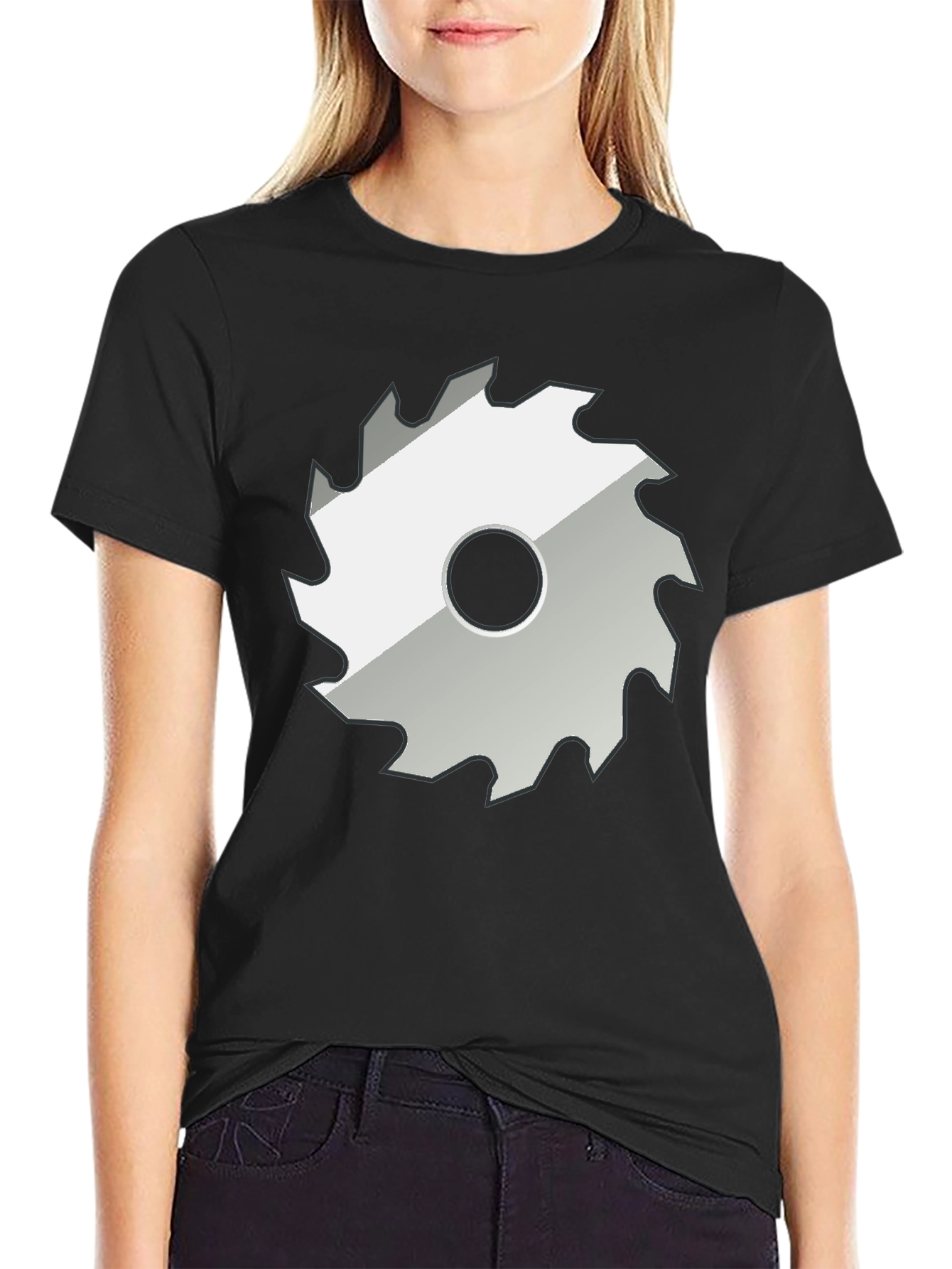 Saw Blade Graphic Tee - Black Casual T-Shirt