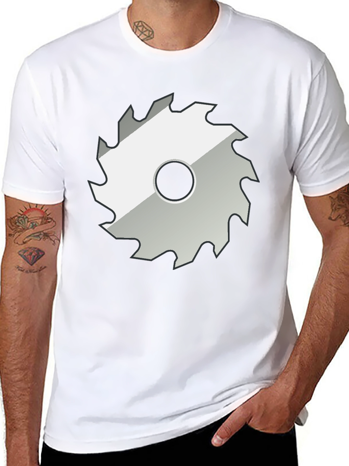 Saw Blade Graphic Tee - Black Casual T-Shirt