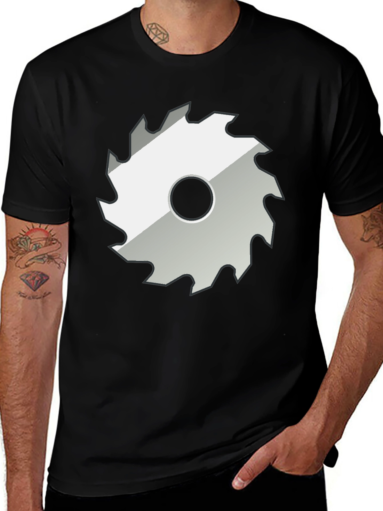 Saw Blade Graphic Tee - Black Casual T-Shirt