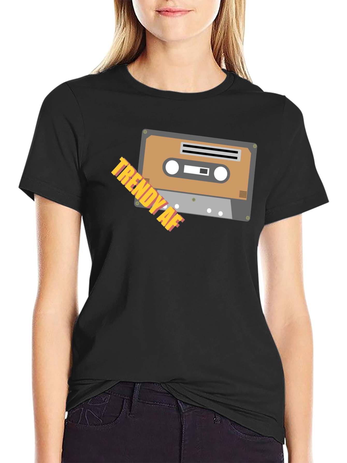 Trendy AF Cassette Tape Graphic Black T-Shirt