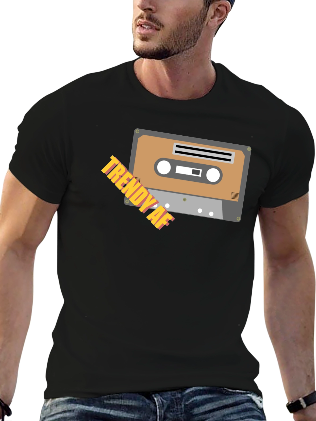 Trendy AF Cassette Tape Graphic Black T-Shirt