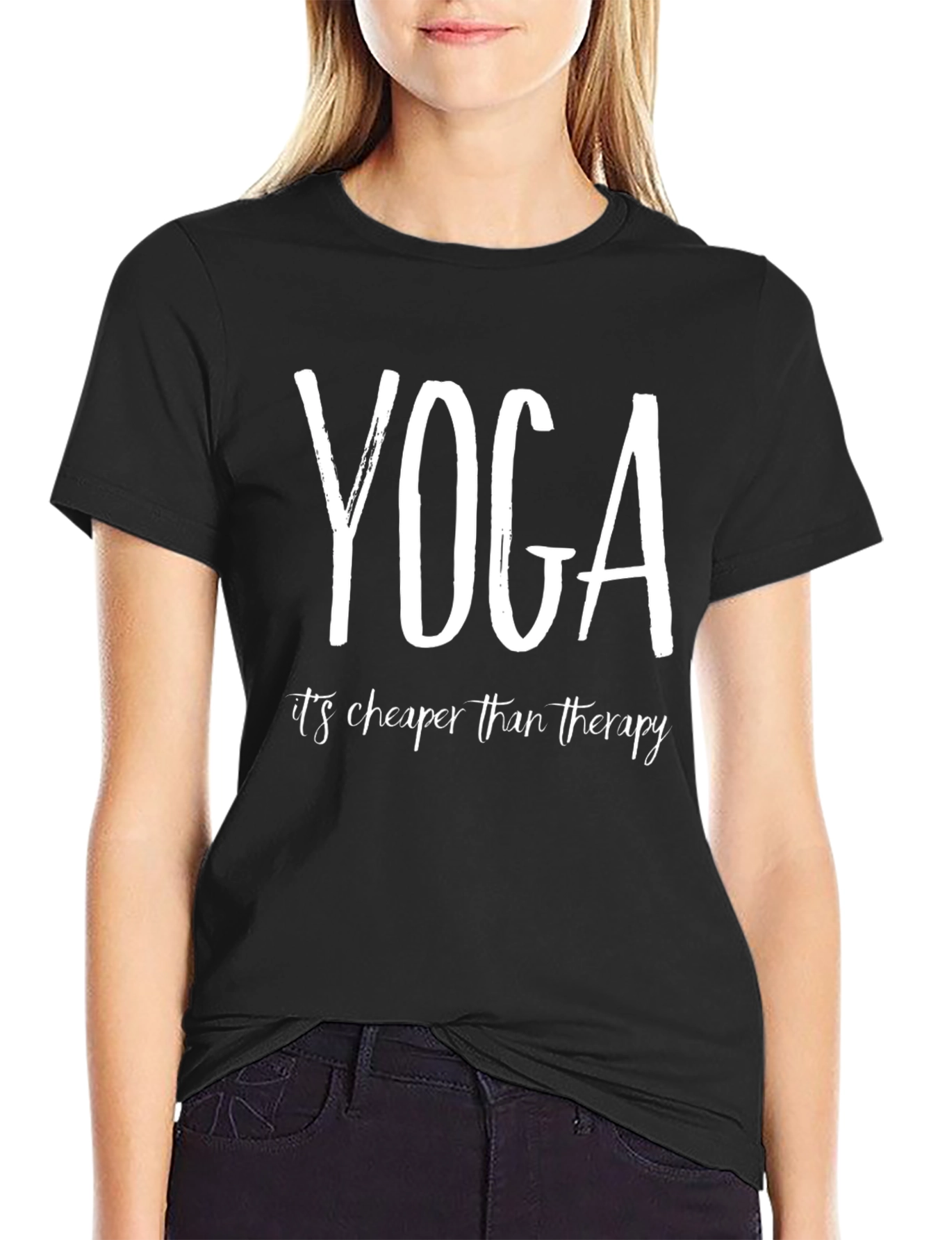 Yoga Cheaper Than Therapy Black T-Shirt