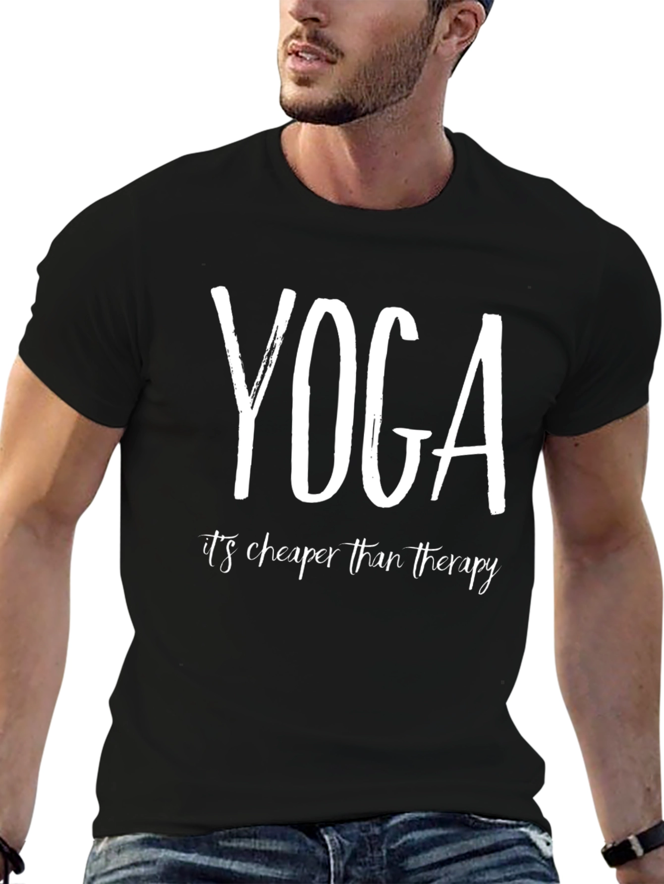Yoga Cheaper Than Therapy Black T-Shirt