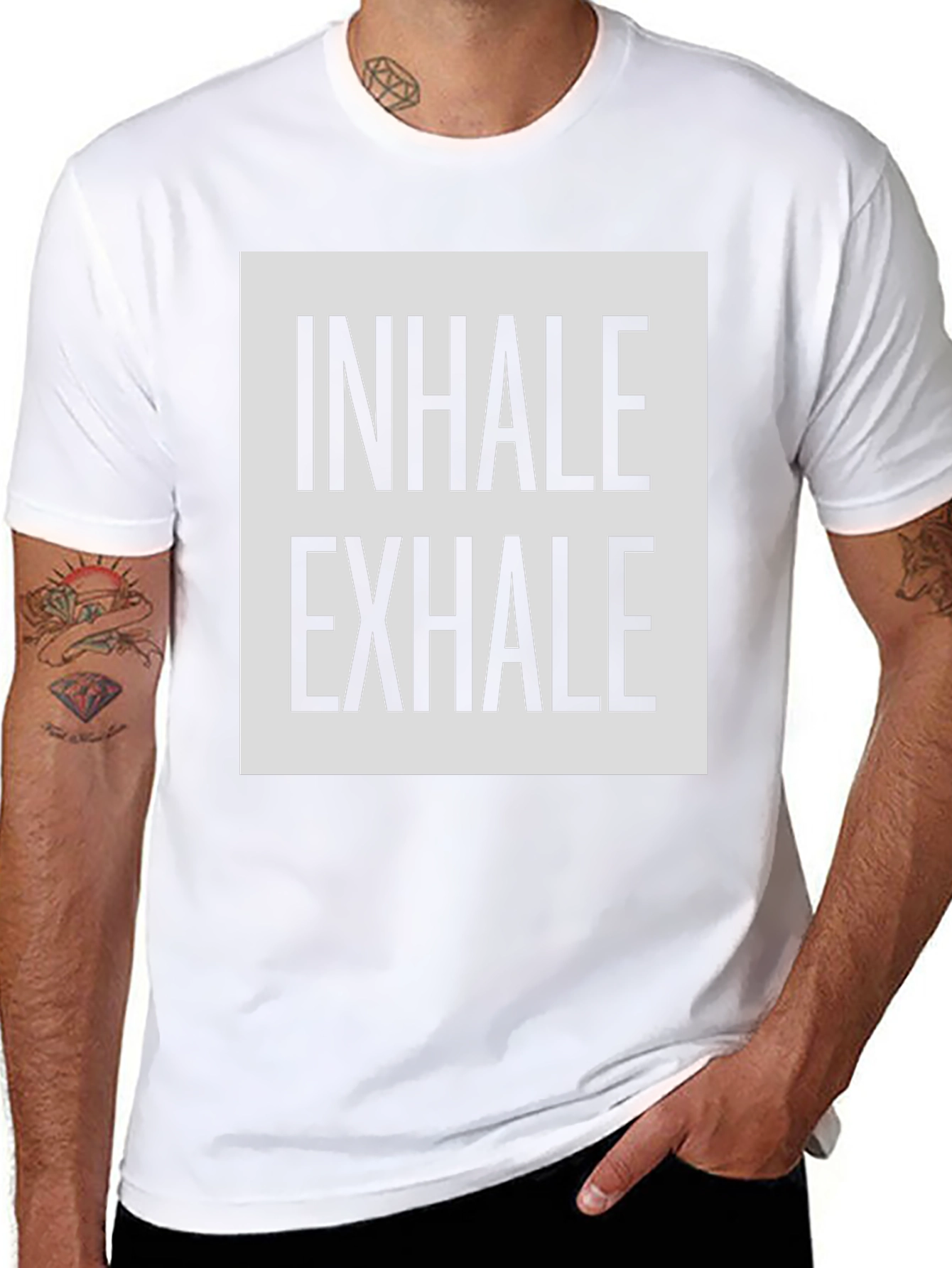 Inhale Exhale Graphic Print Black T-Shirt
