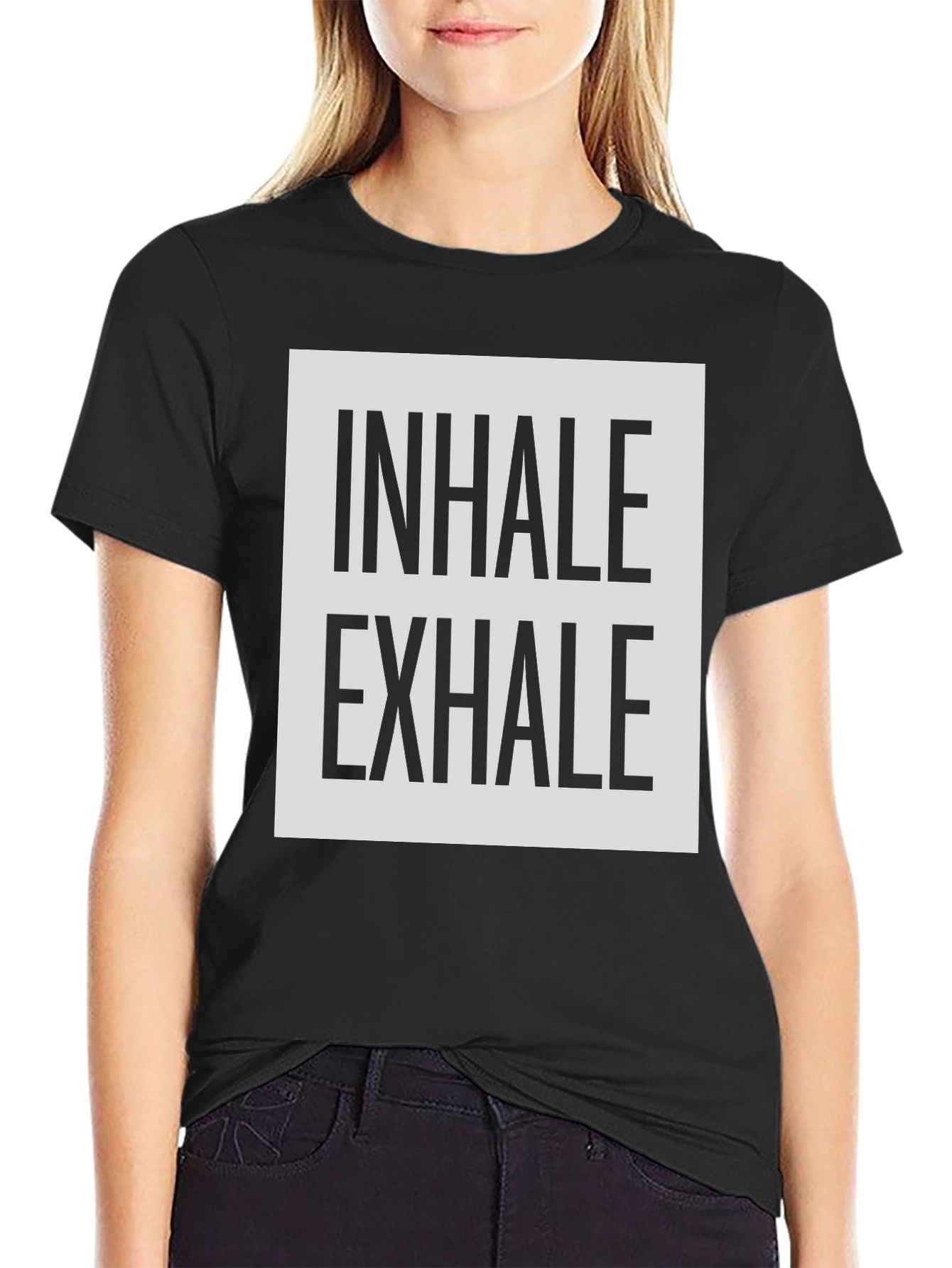 Inhale Exhale Graphic Print Black T-Shirt