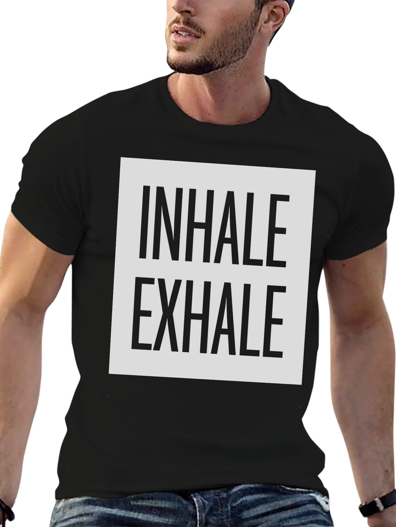 Inhale Exhale Graphic Print Black T-Shirt