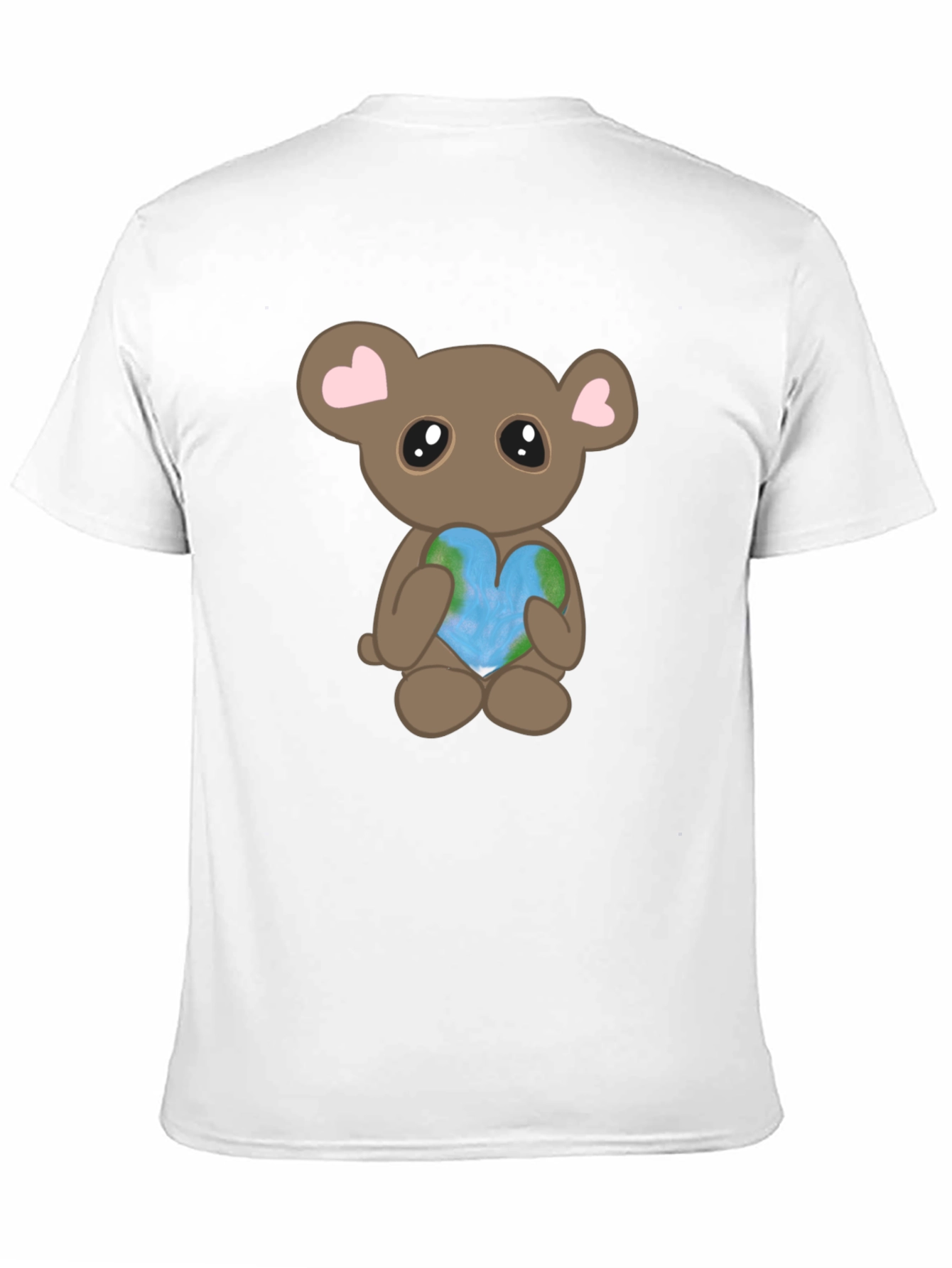 Cute Bear Holding Heart Earth Graphic T-Shirt
