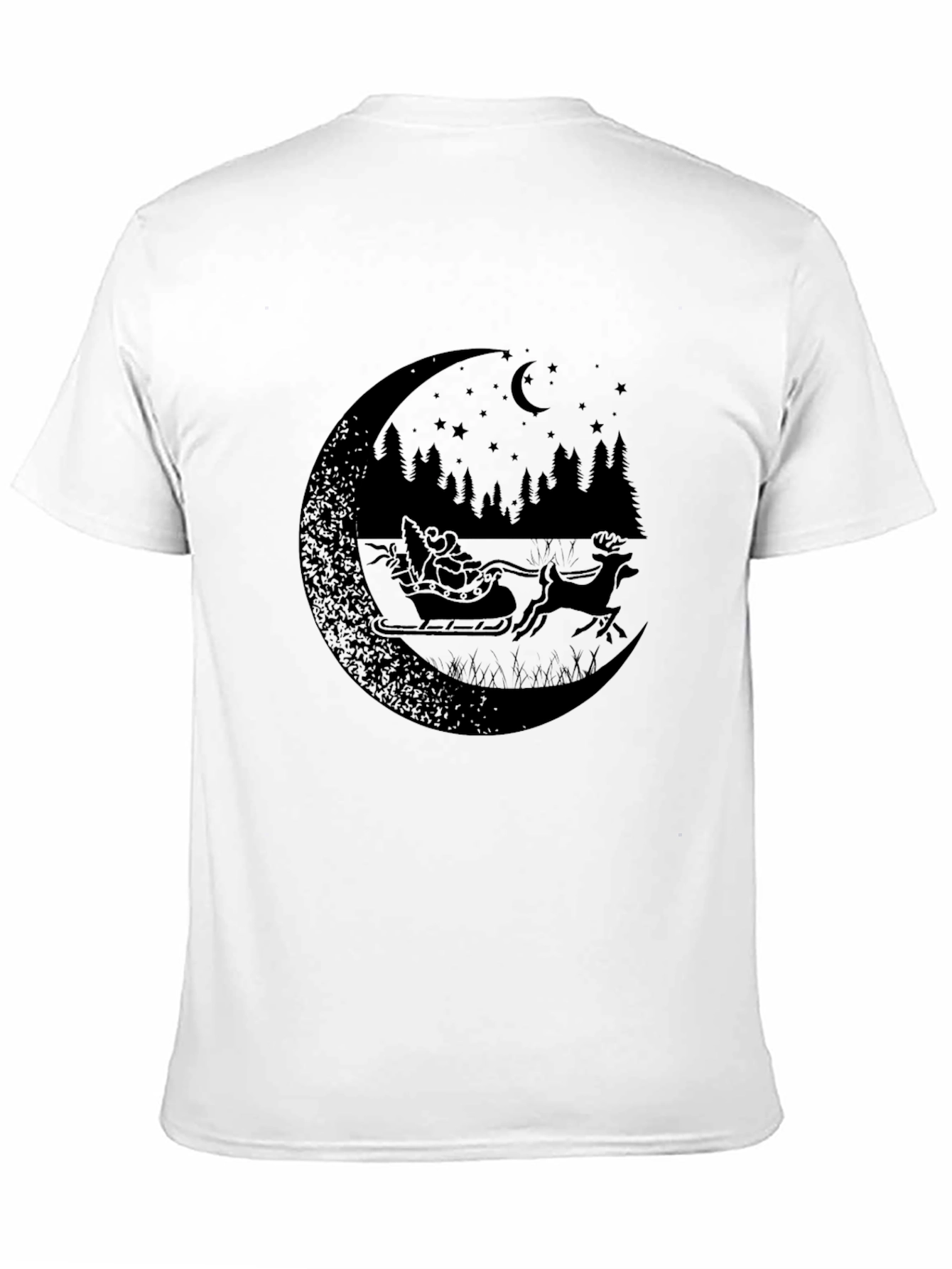 Santas Sleigh Moon Silhouette Graphic Tee