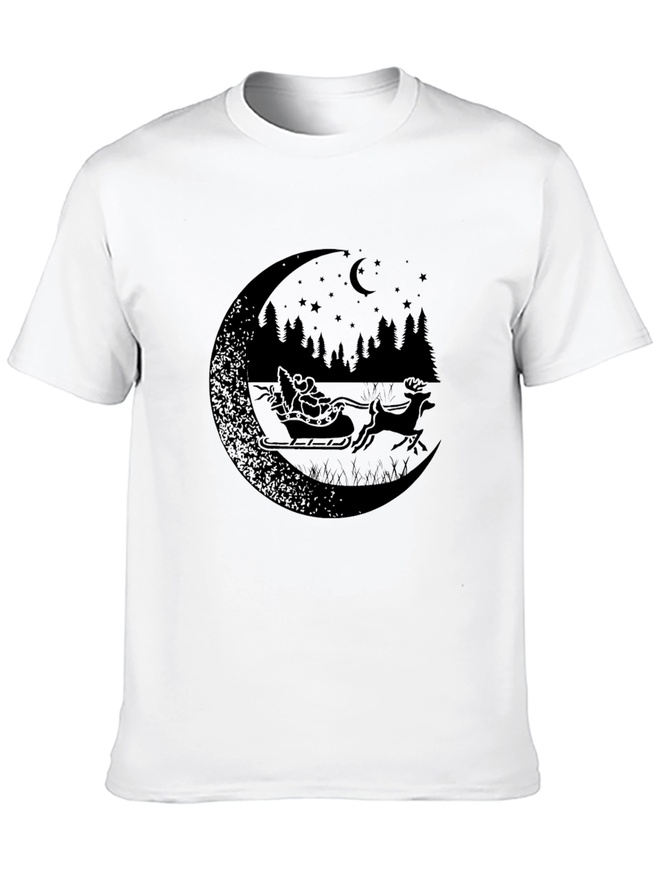 Santas Sleigh Moon Silhouette Graphic Tee