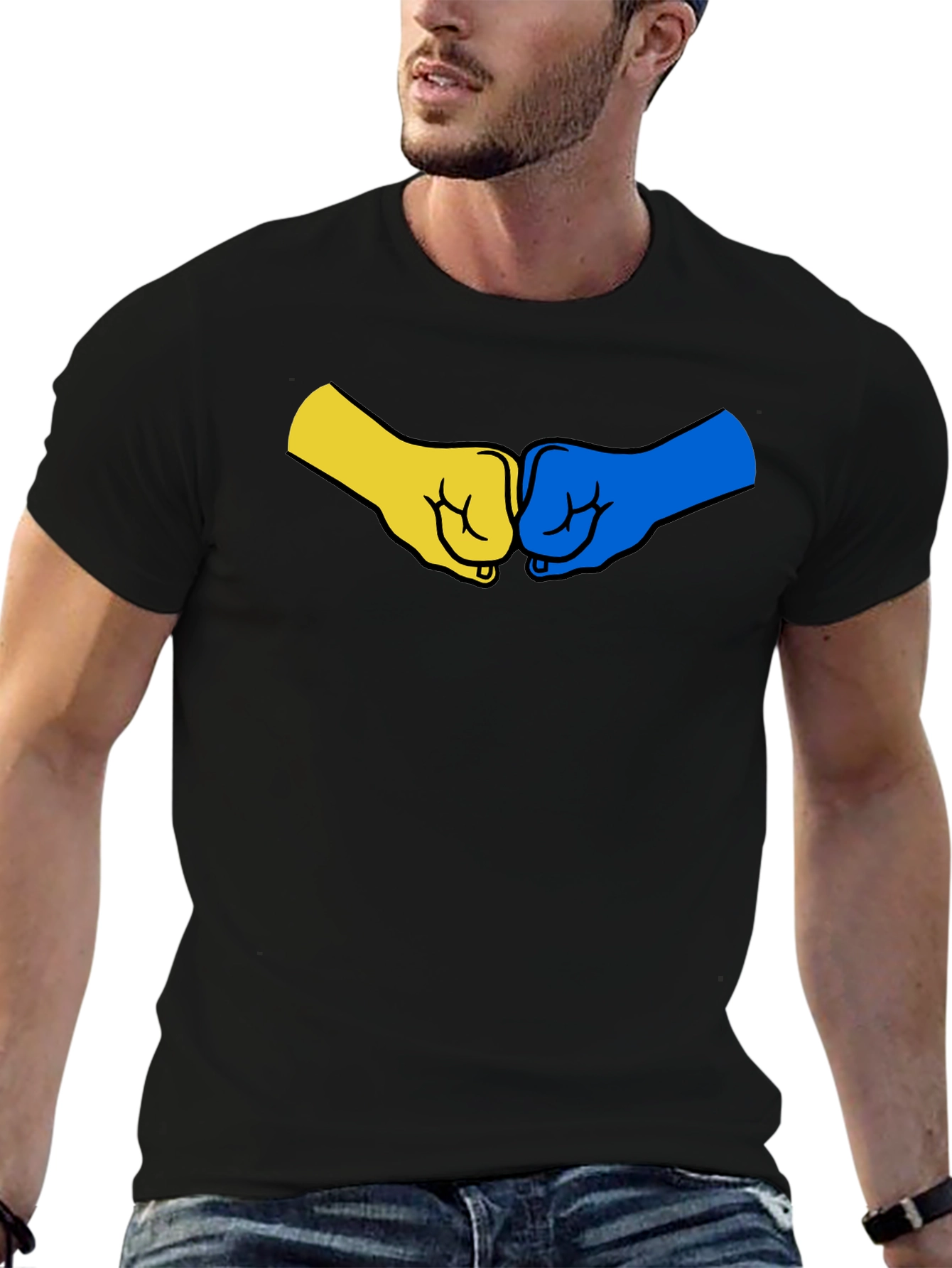 Ukraine Fist Bump Black T-Shirt