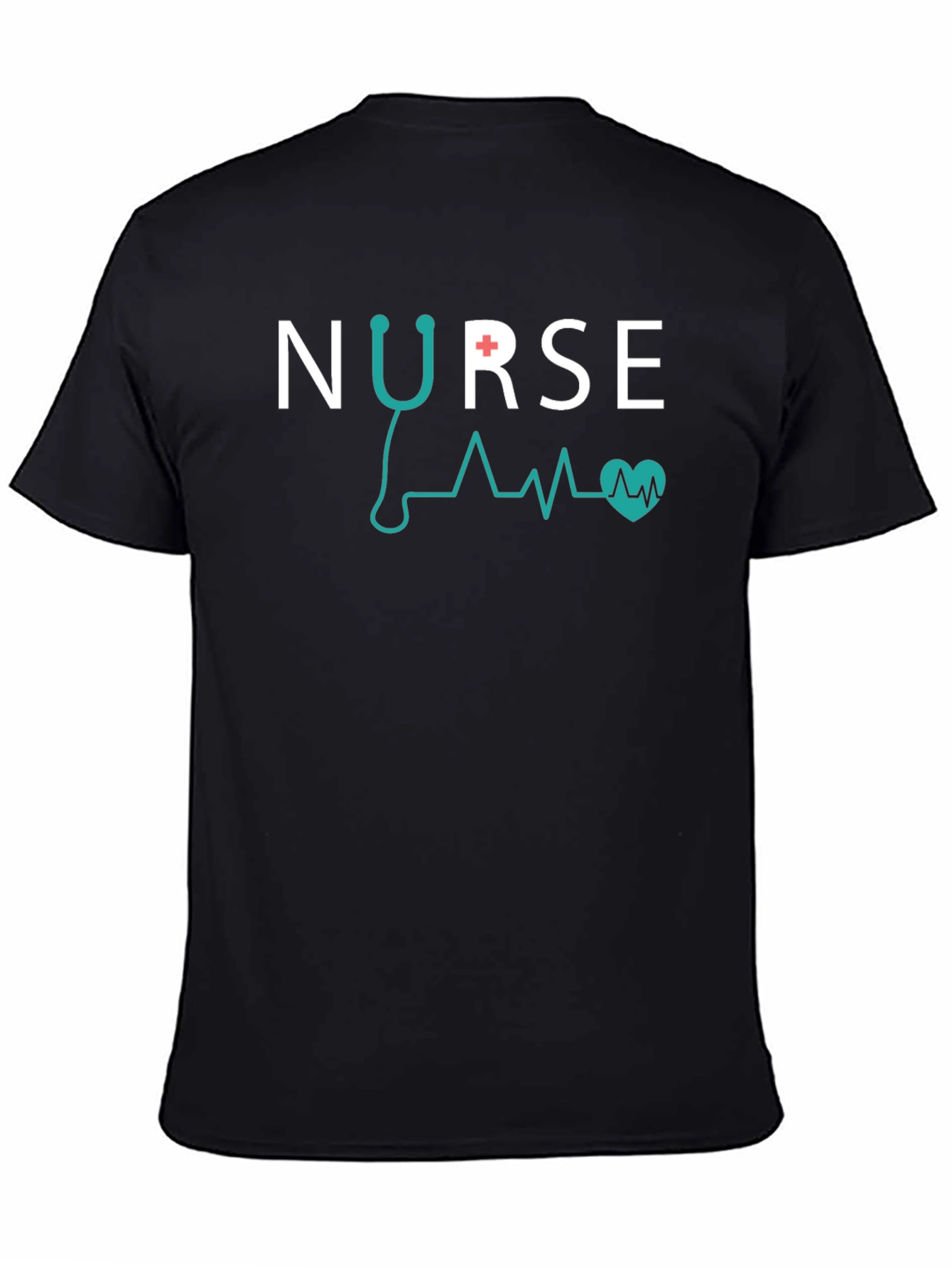 Nurse Stethoscope Heartbeat Graphic Tee - Black