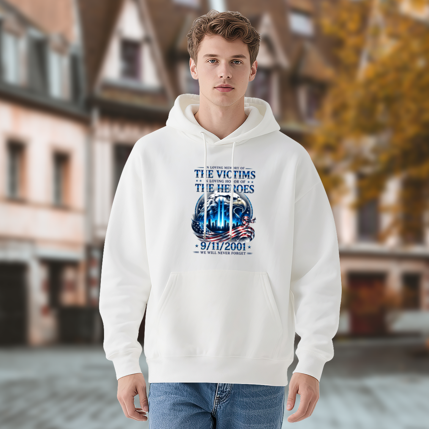 Honor Victims & Heroes 9/11 Memorial Eagle Graphic Hoodie