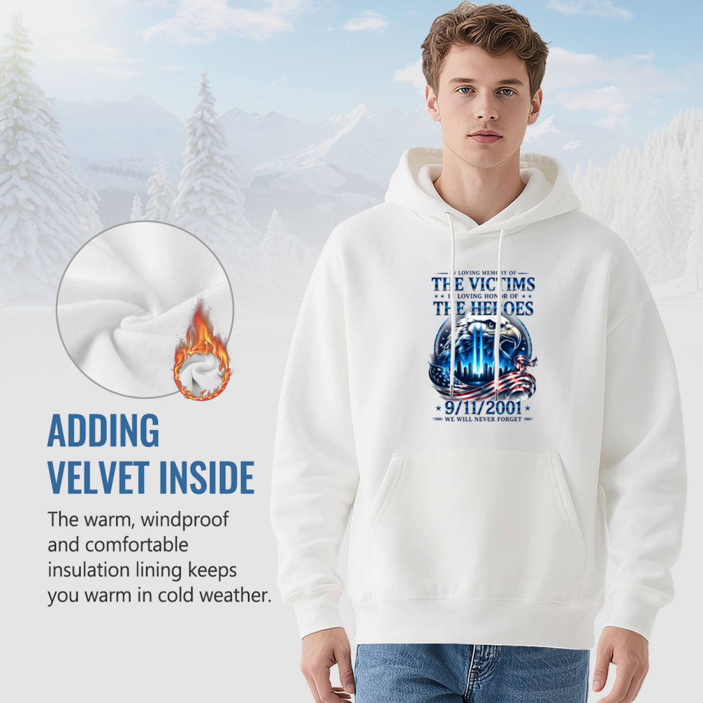 Honor Victims & Heroes 9/11 Memorial Eagle Graphic Hoodie