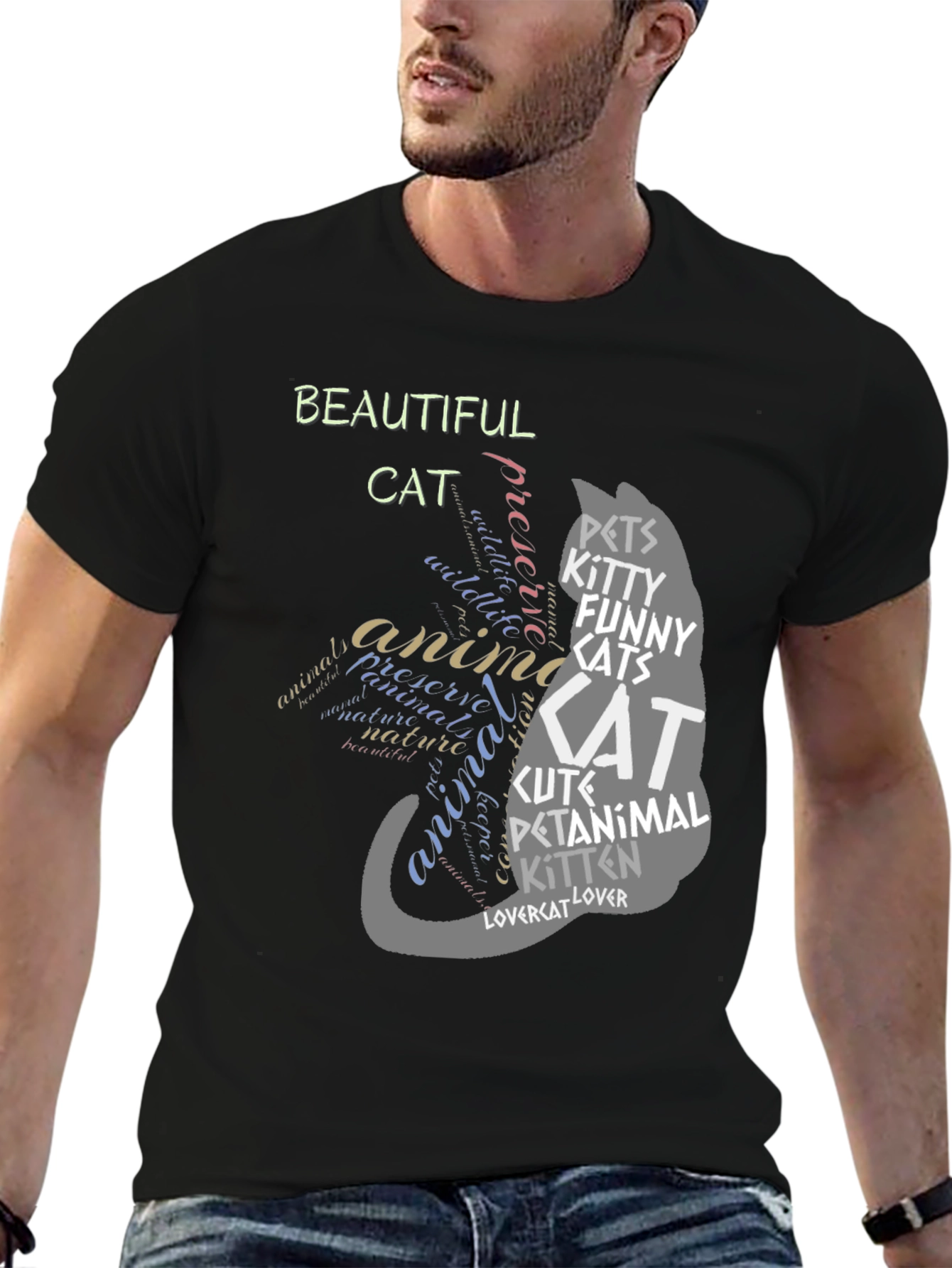 Beautiful Cat Word Art Graphic Tee