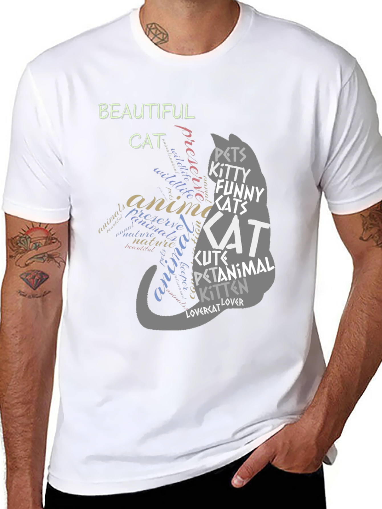 Beautiful Cat Word Art Graphic Tee