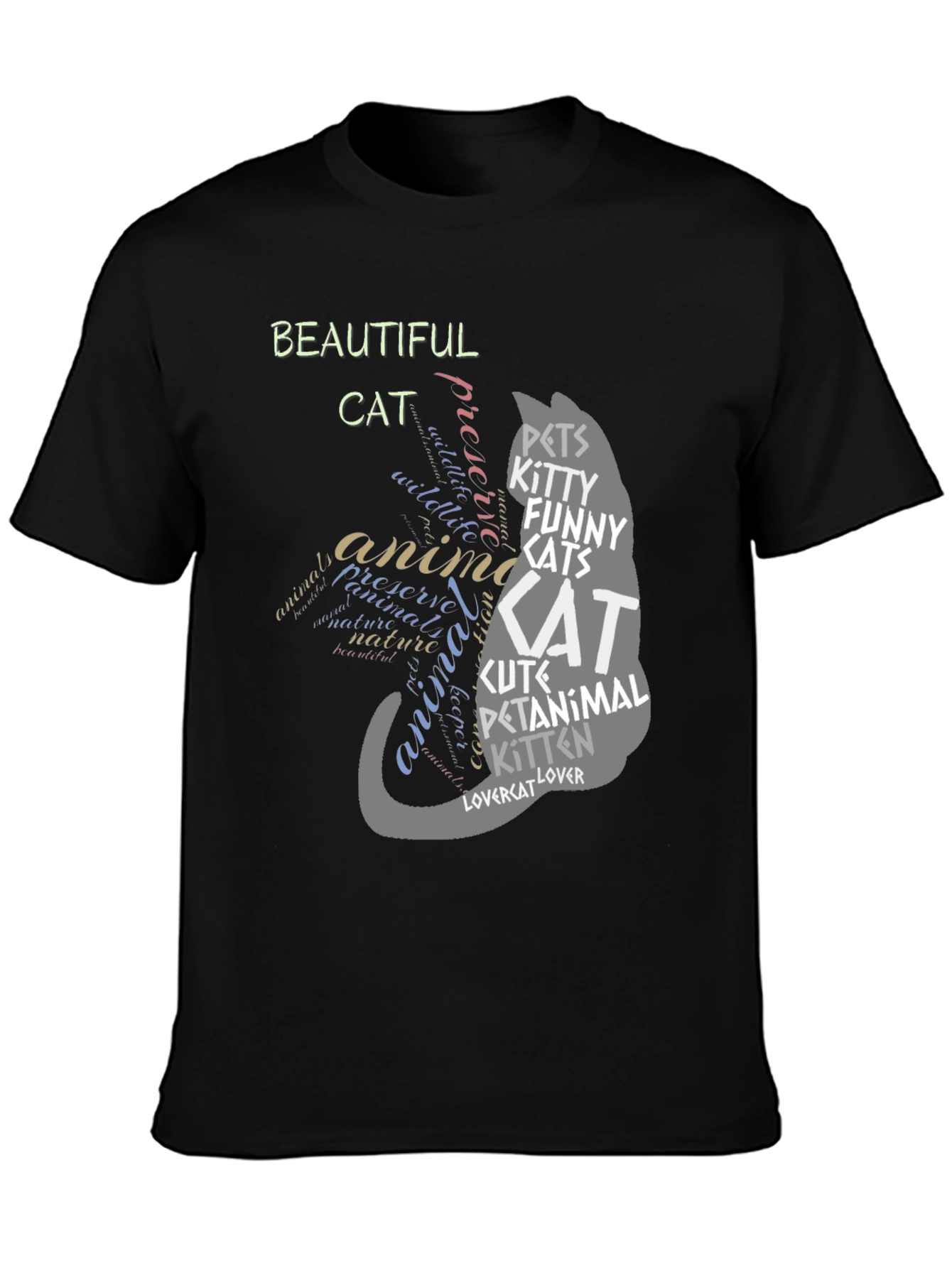 Beautiful Cat Word Art Graphic Tee