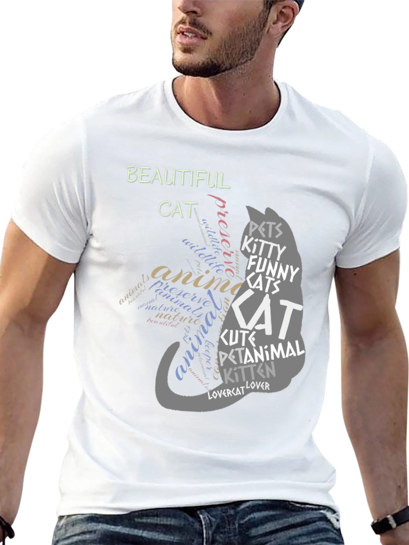 Beautiful Cat Word Art Graphic Tee