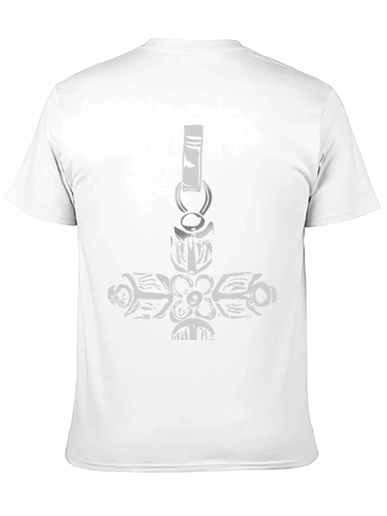 Black Tee with Ornate Cross Pendant Design