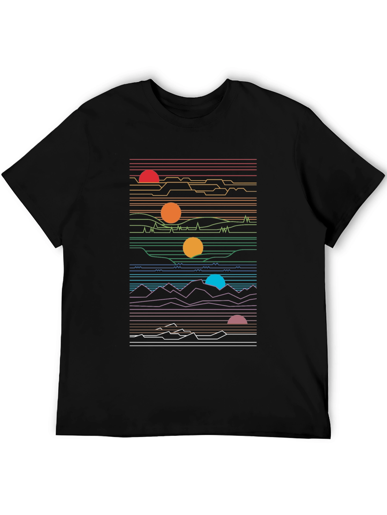 Retro Sunset Graphic Tee - Black