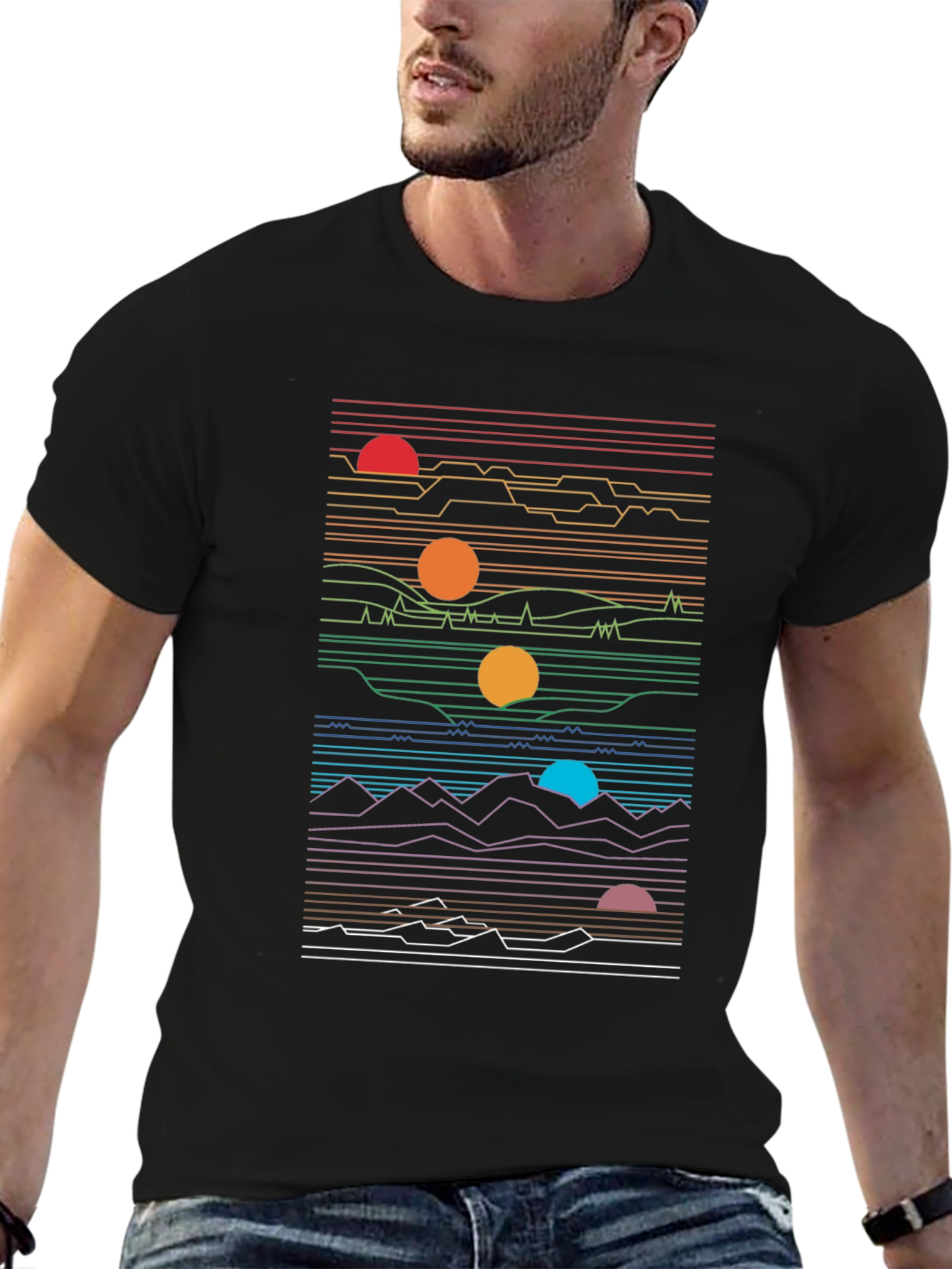 Retro Sunset Graphic Tee - Black