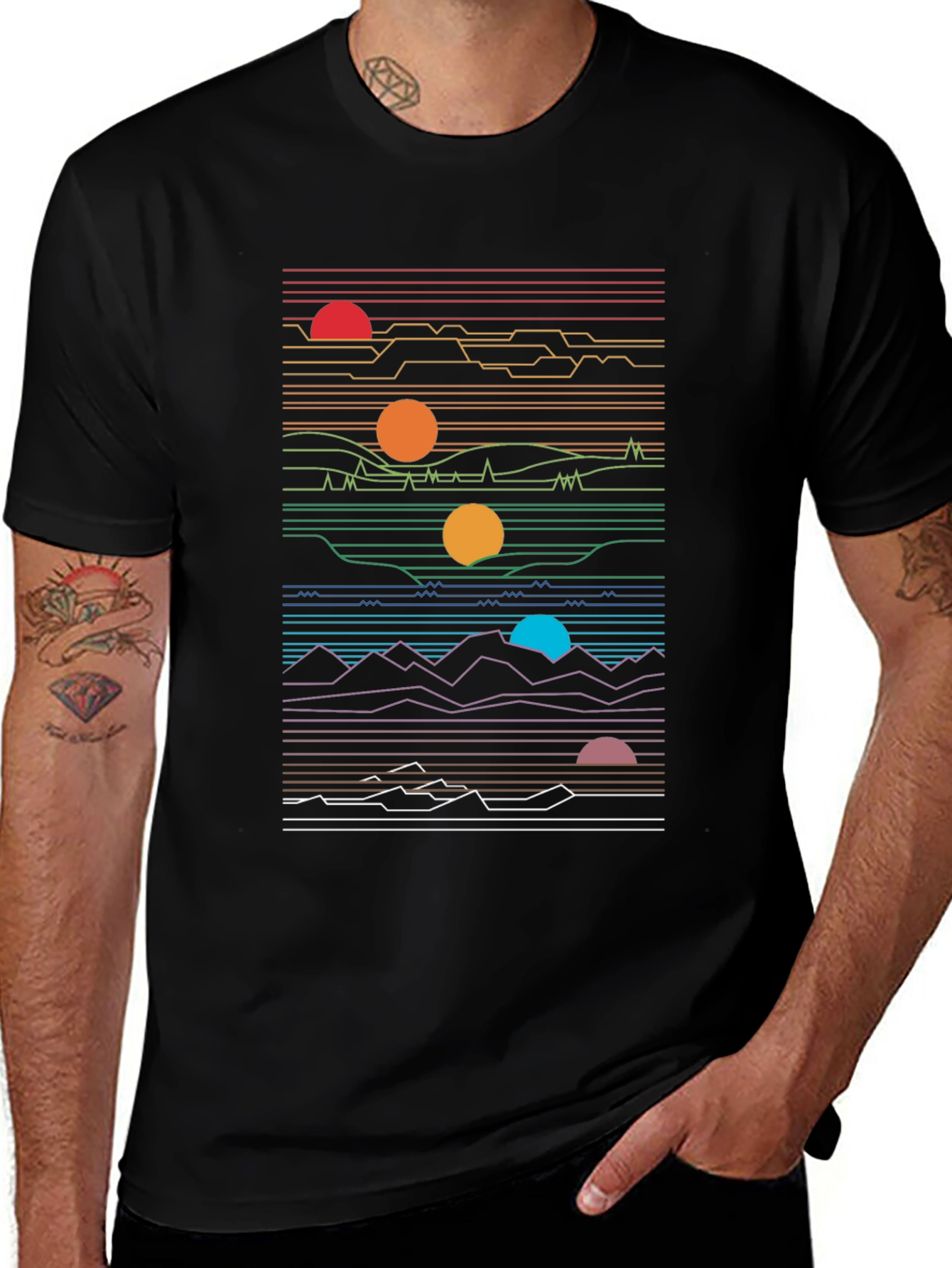 Retro Sunset Graphic Tee - Black