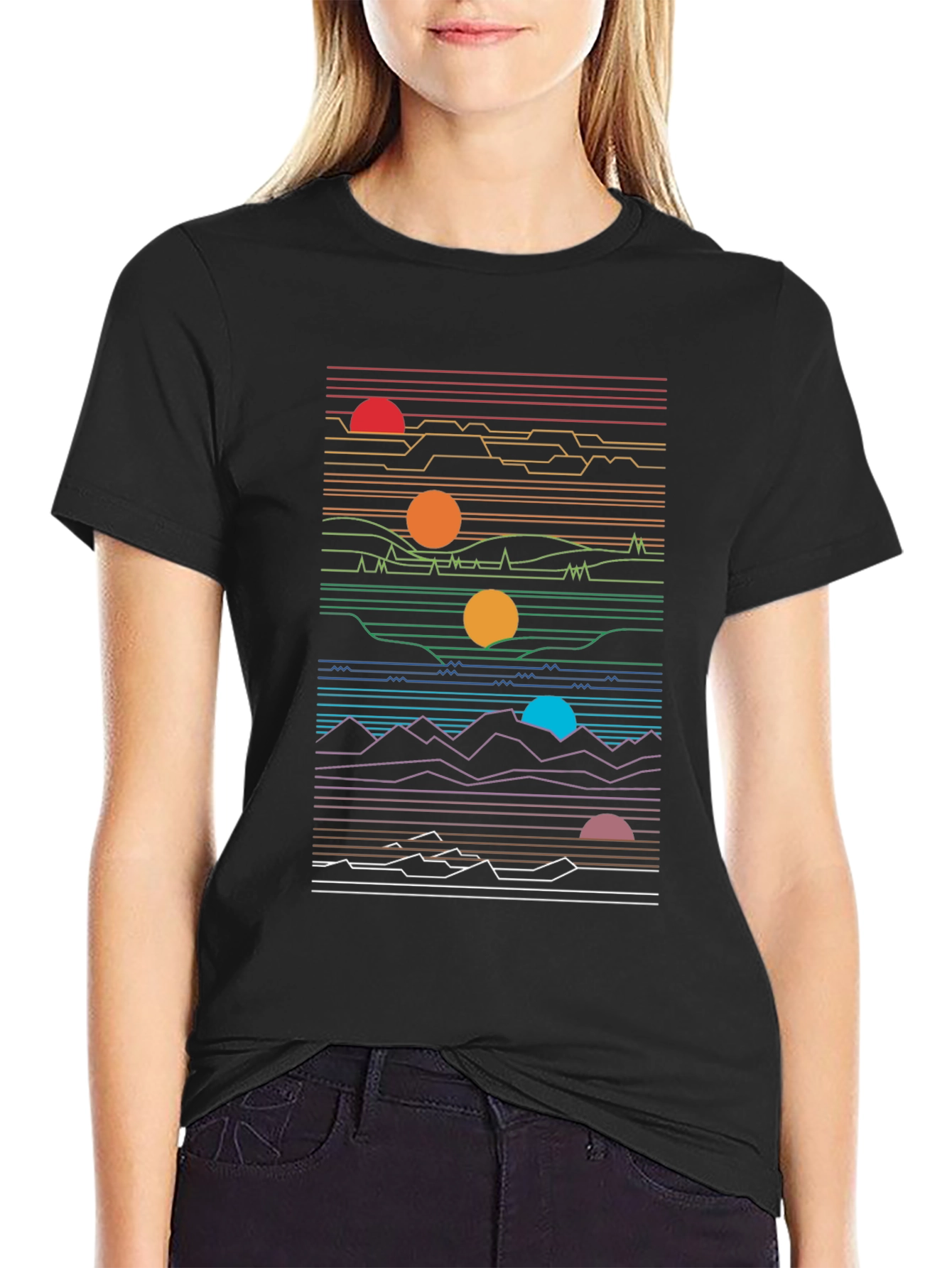Retro Sunset Graphic Tee - Black