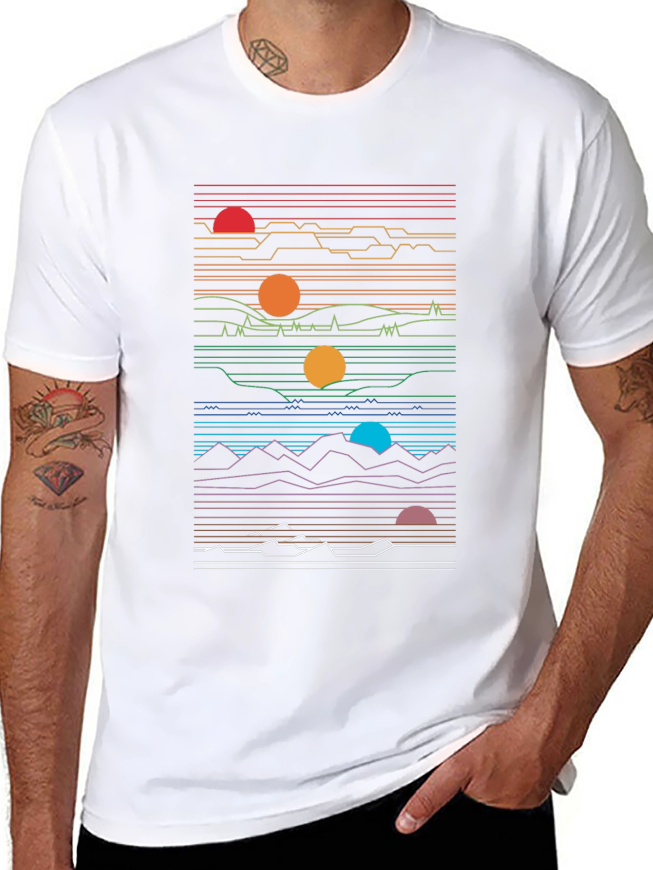 Retro Sunset Graphic Tee - Black