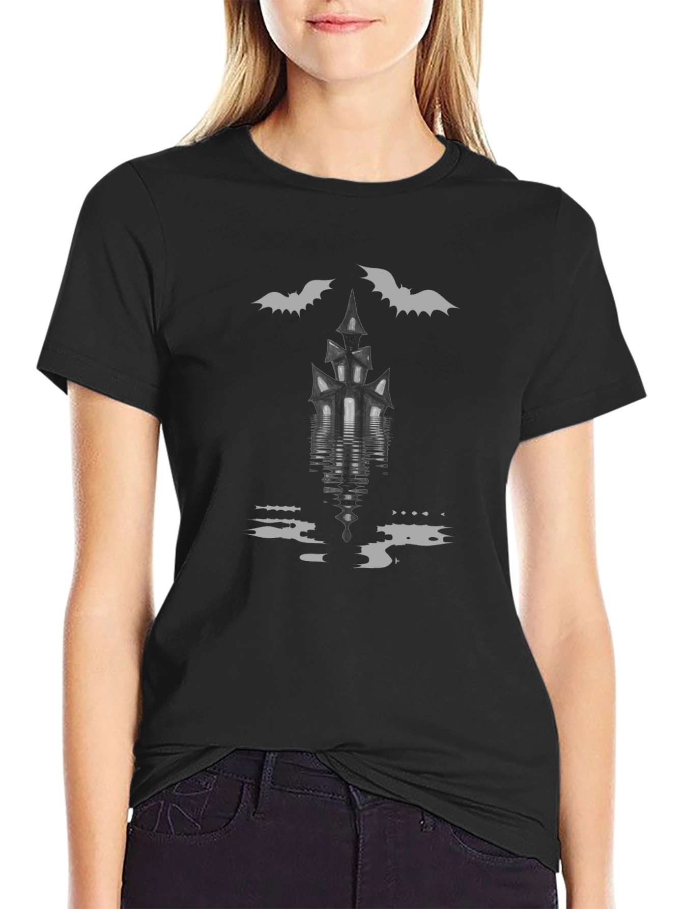 Spooky Haunted House Bats Halloween T-Shirt