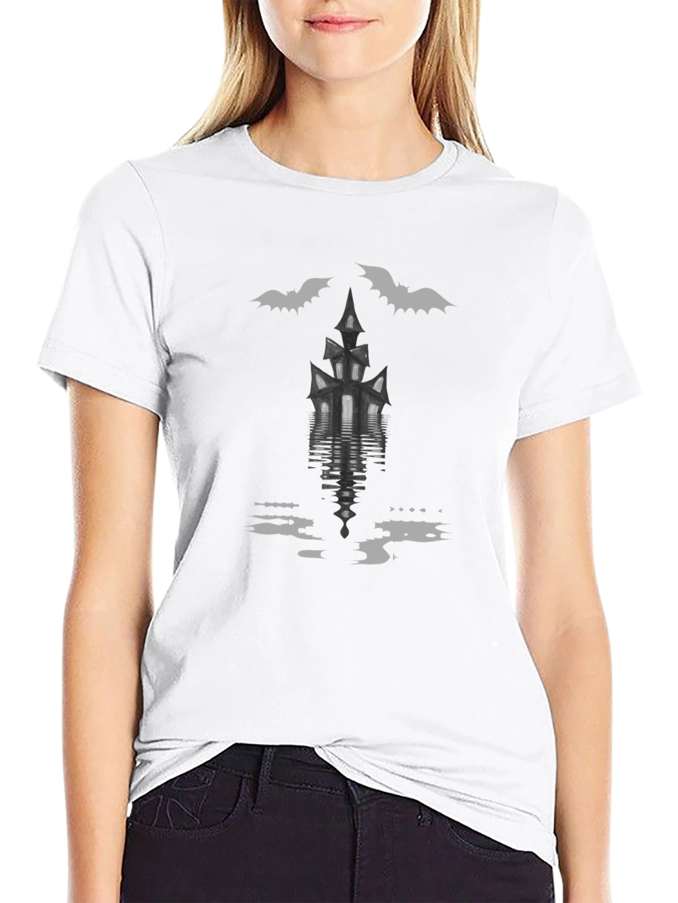 Spooky Haunted House Bats Halloween T-Shirt