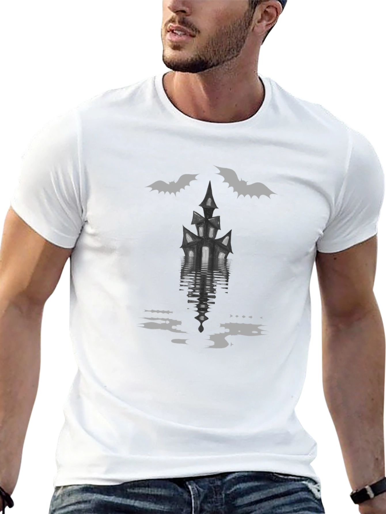 Spooky Haunted House Bats Halloween T-Shirt