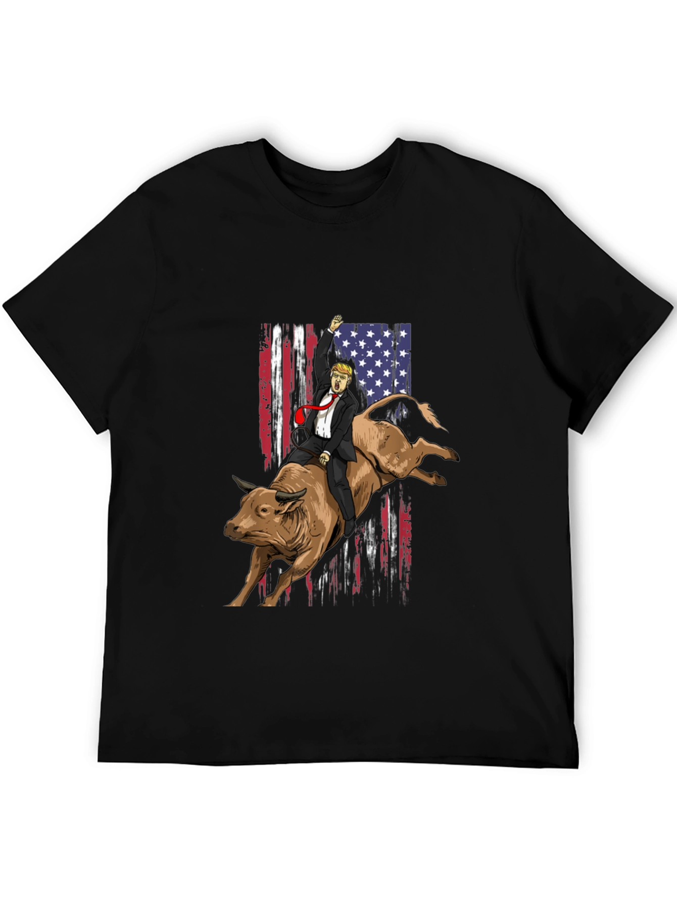 Trump Riding Bull T-Shirt - Patriotic Design