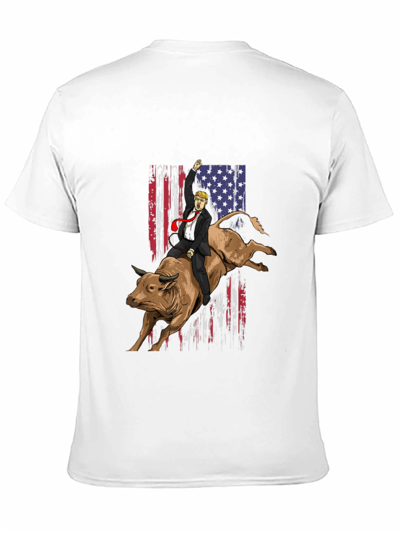 Trump Riding Bull T-Shirt - Patriotic Design