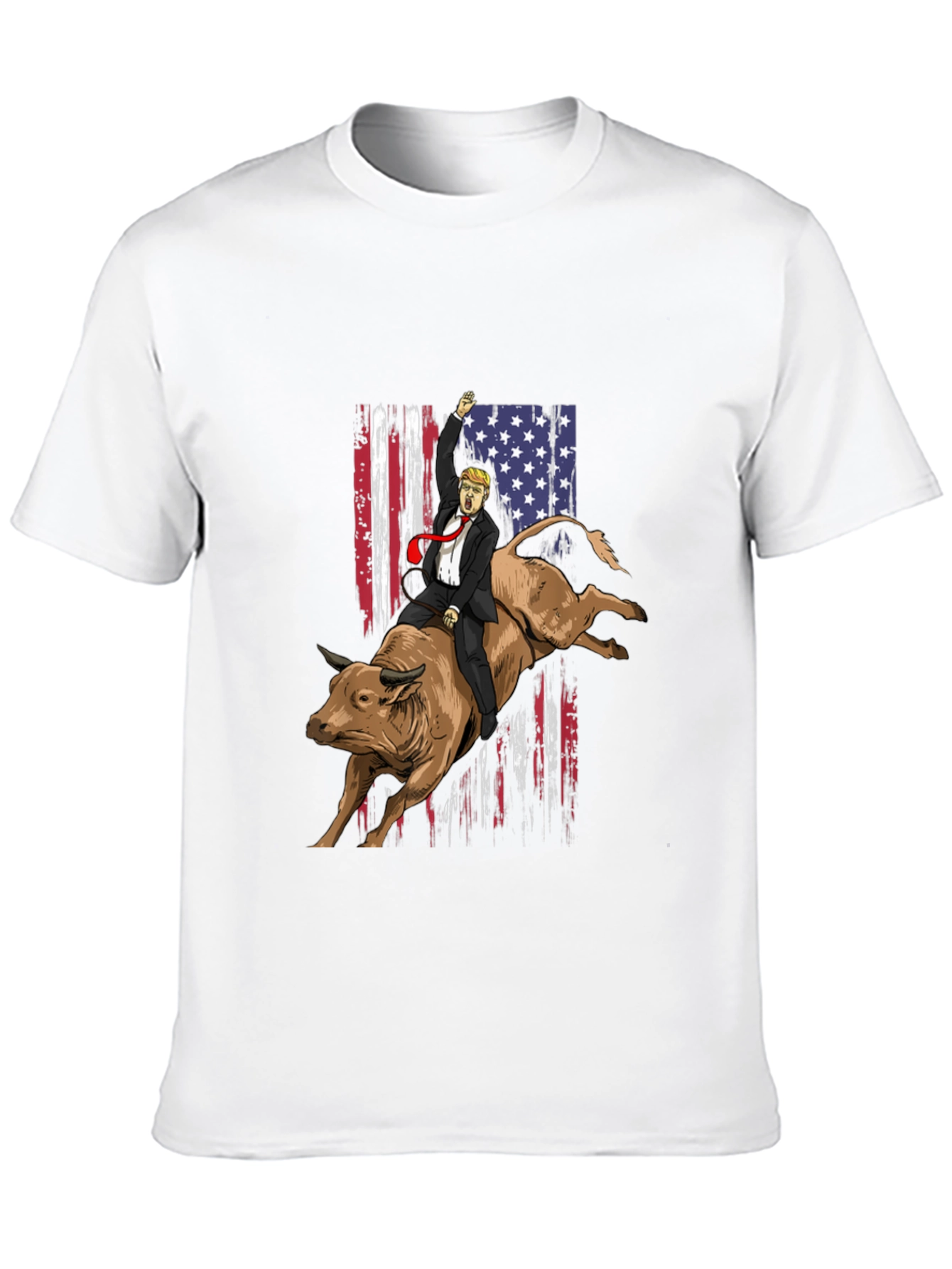 Trump Riding Bull T-Shirt - Patriotic Design
