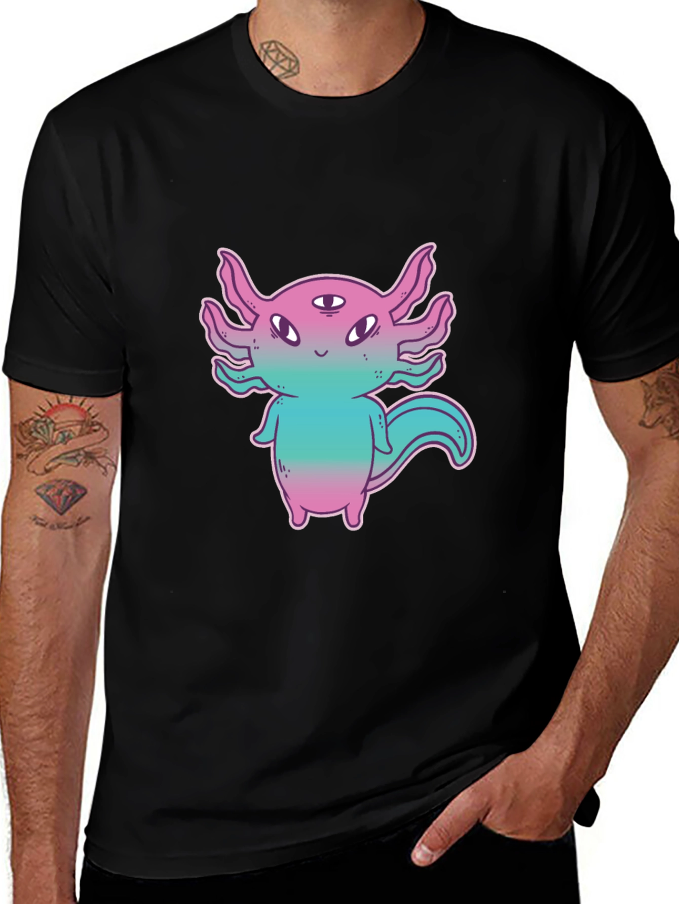 Axolotl Three-Eyed Monster Graphic T-Shirt