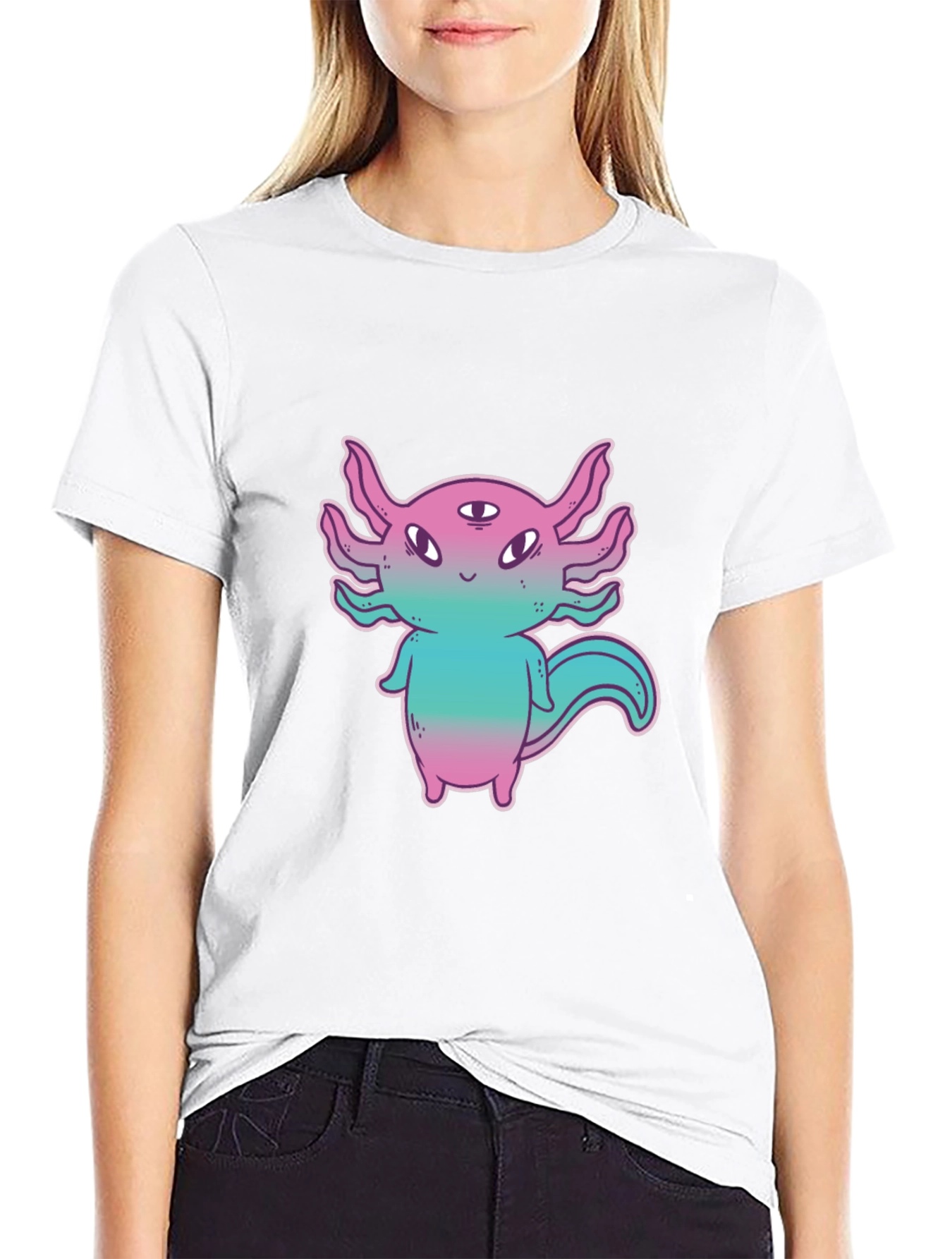 Axolotl Three-Eyed Monster Graphic T-Shirt