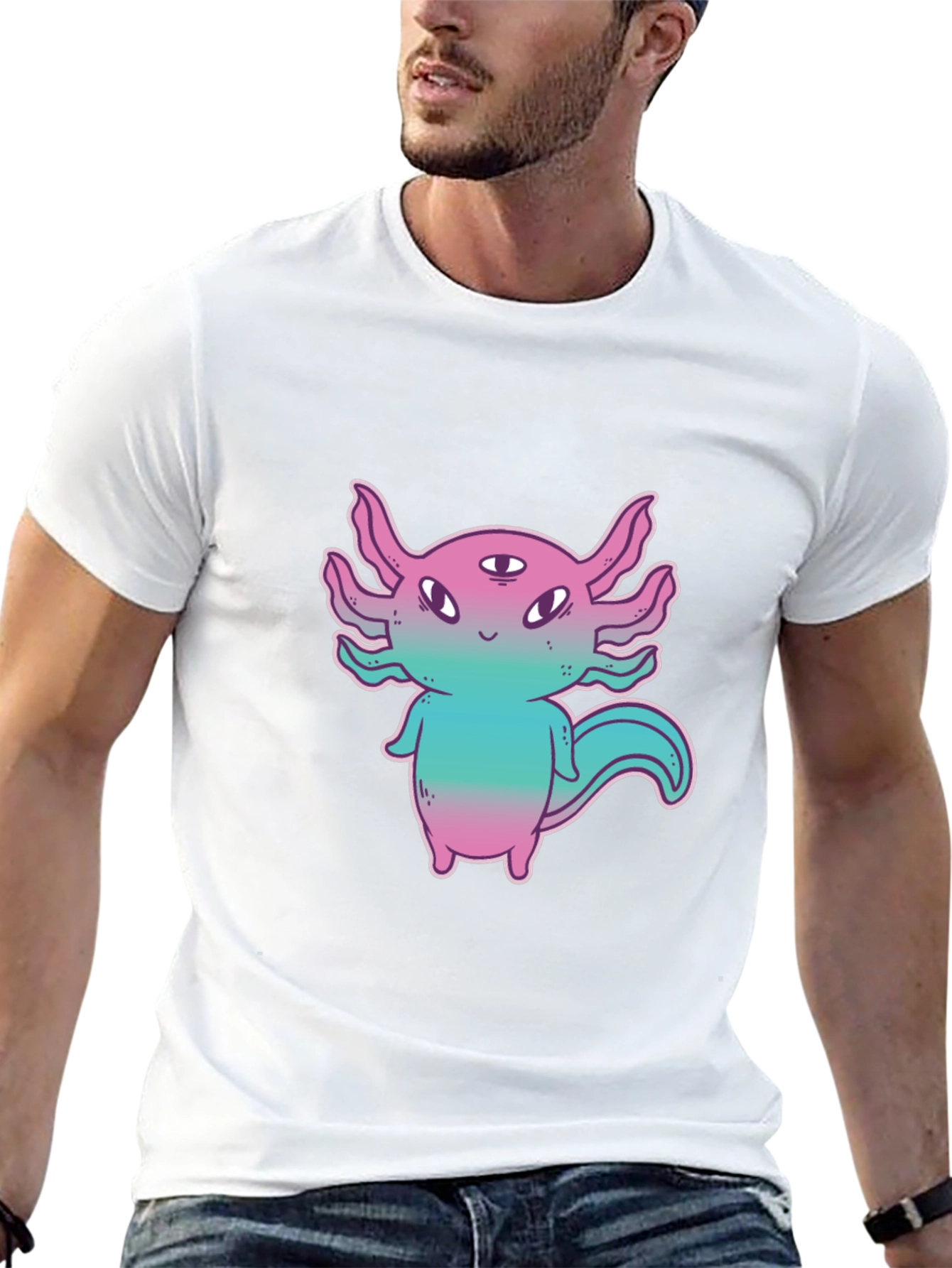 Axolotl Three-Eyed Monster Graphic T-Shirt