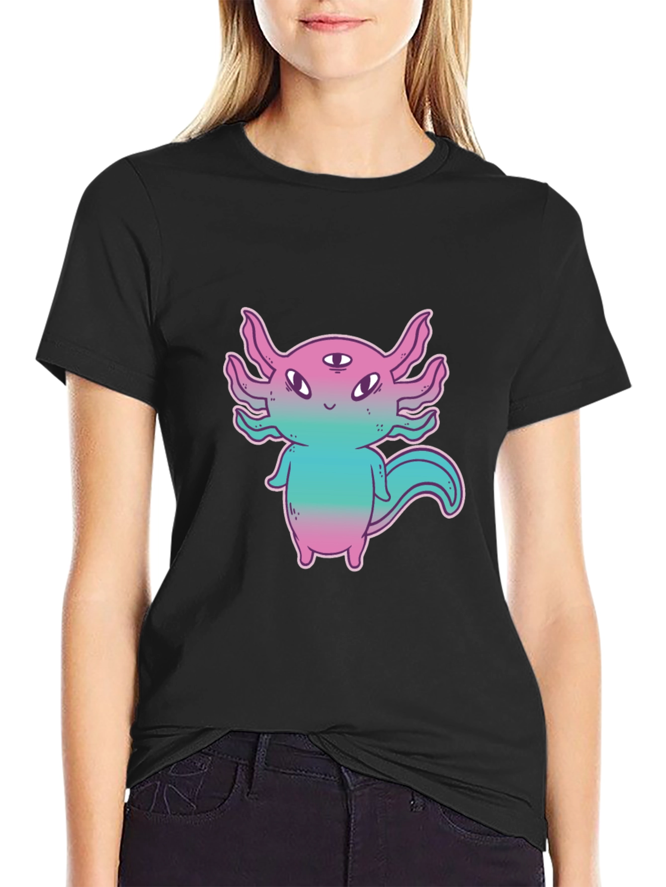Axolotl Three-Eyed Monster Graphic T-Shirt