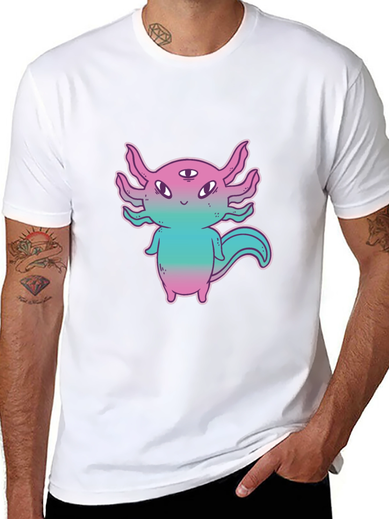 Axolotl Three-Eyed Monster Graphic T-Shirt