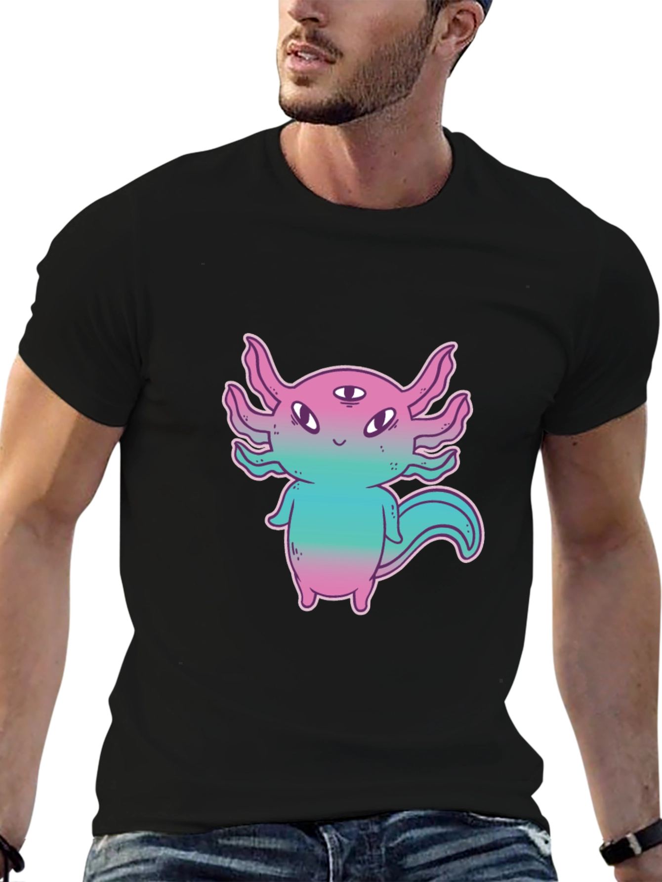 Axolotl Three-Eyed Monster Graphic T-Shirt