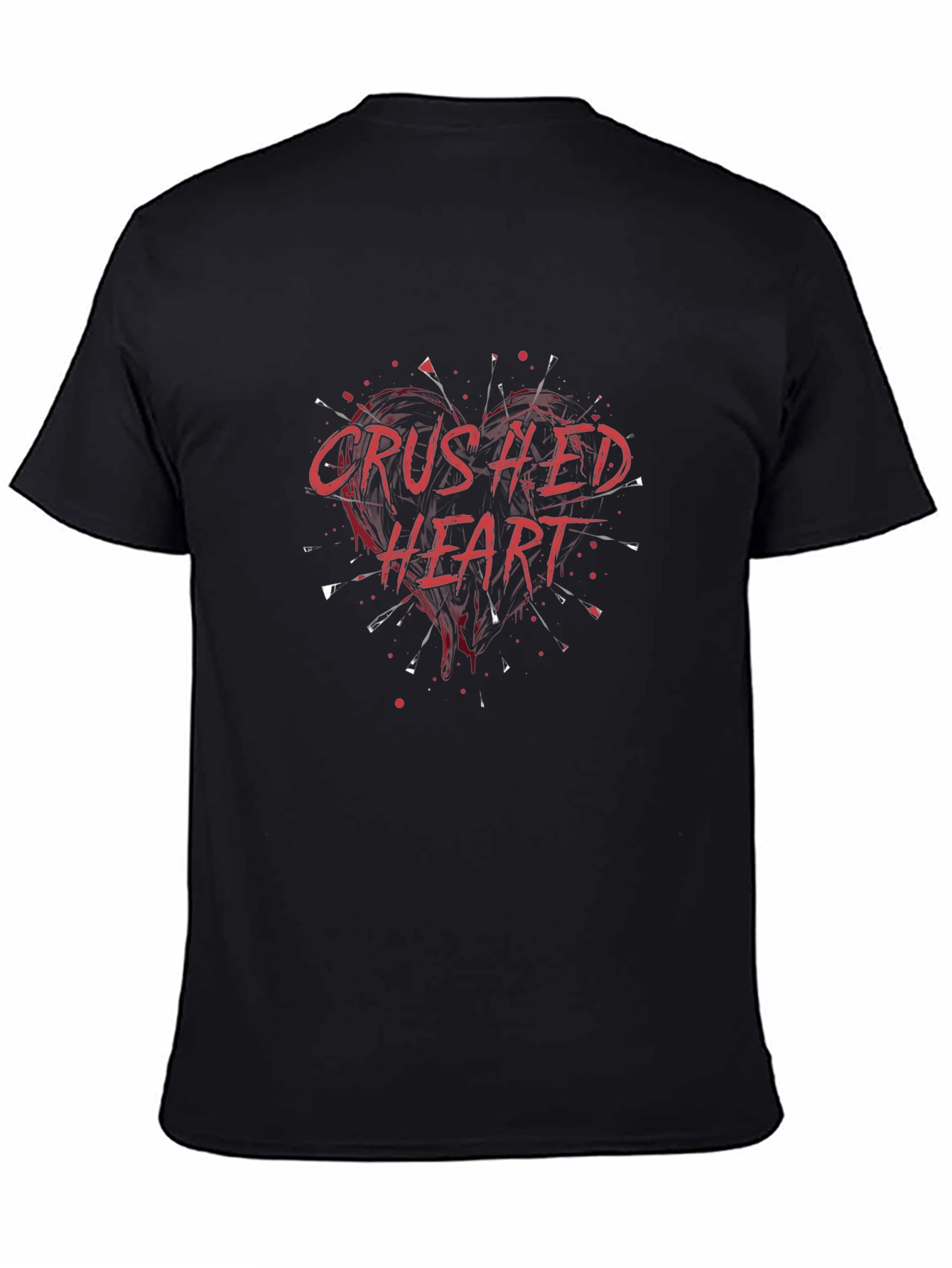 Crushed Heart Graphic Tee - Trendy Black T-Shirt