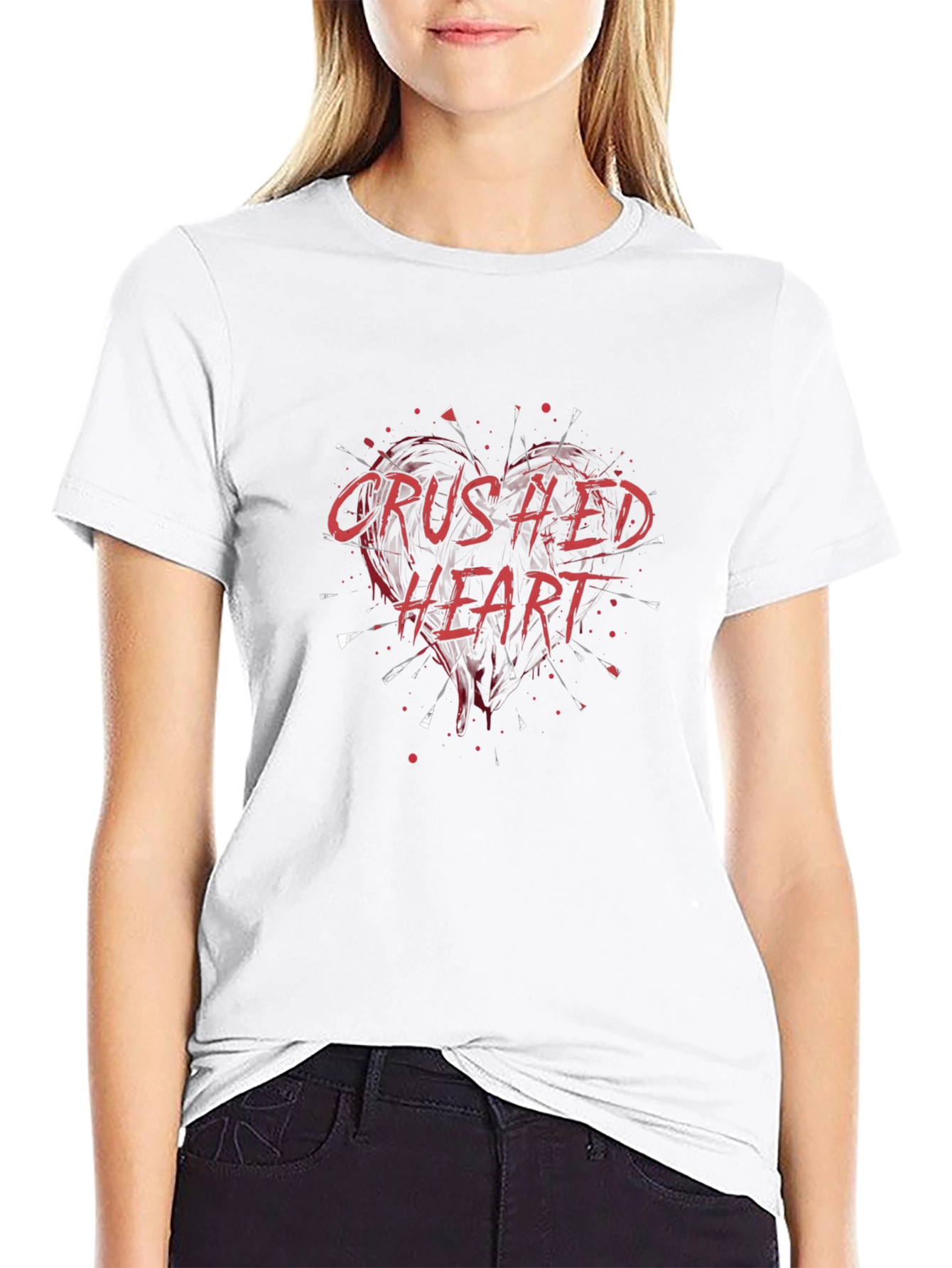 Crushed Heart Graphic Tee - Trendy Black T-Shirt