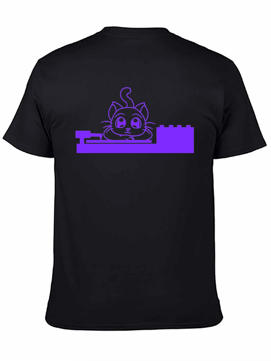 Cute Cat in Bricks Graphic Tee - Black
