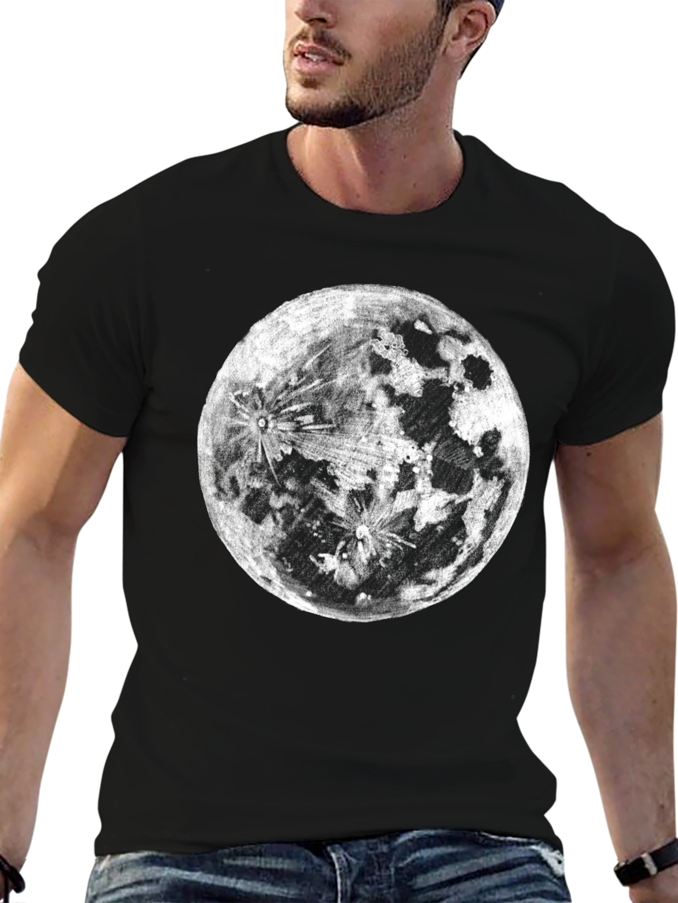 Moon Graphic Black T-Shirt