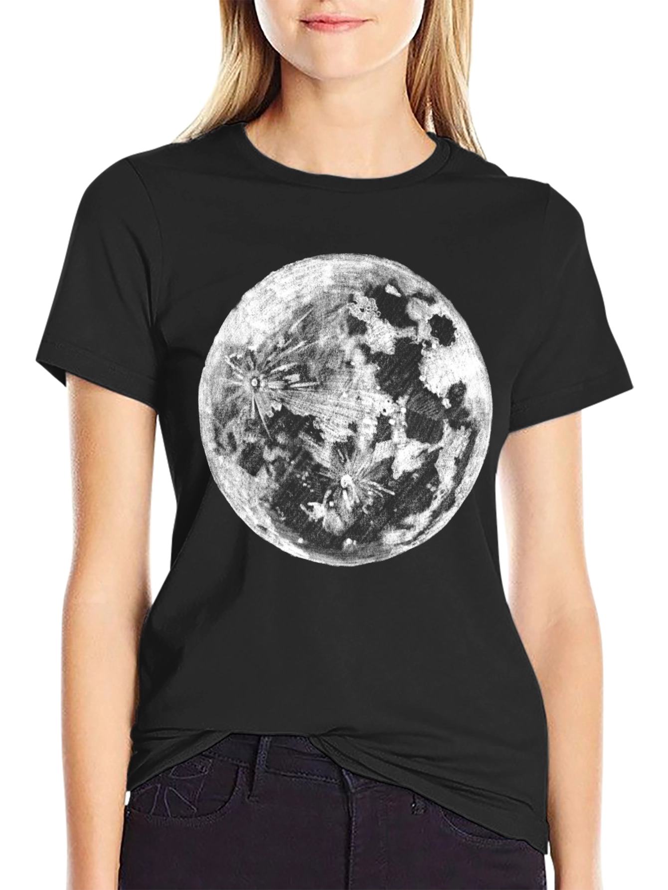 Moon Graphic Black T-Shirt